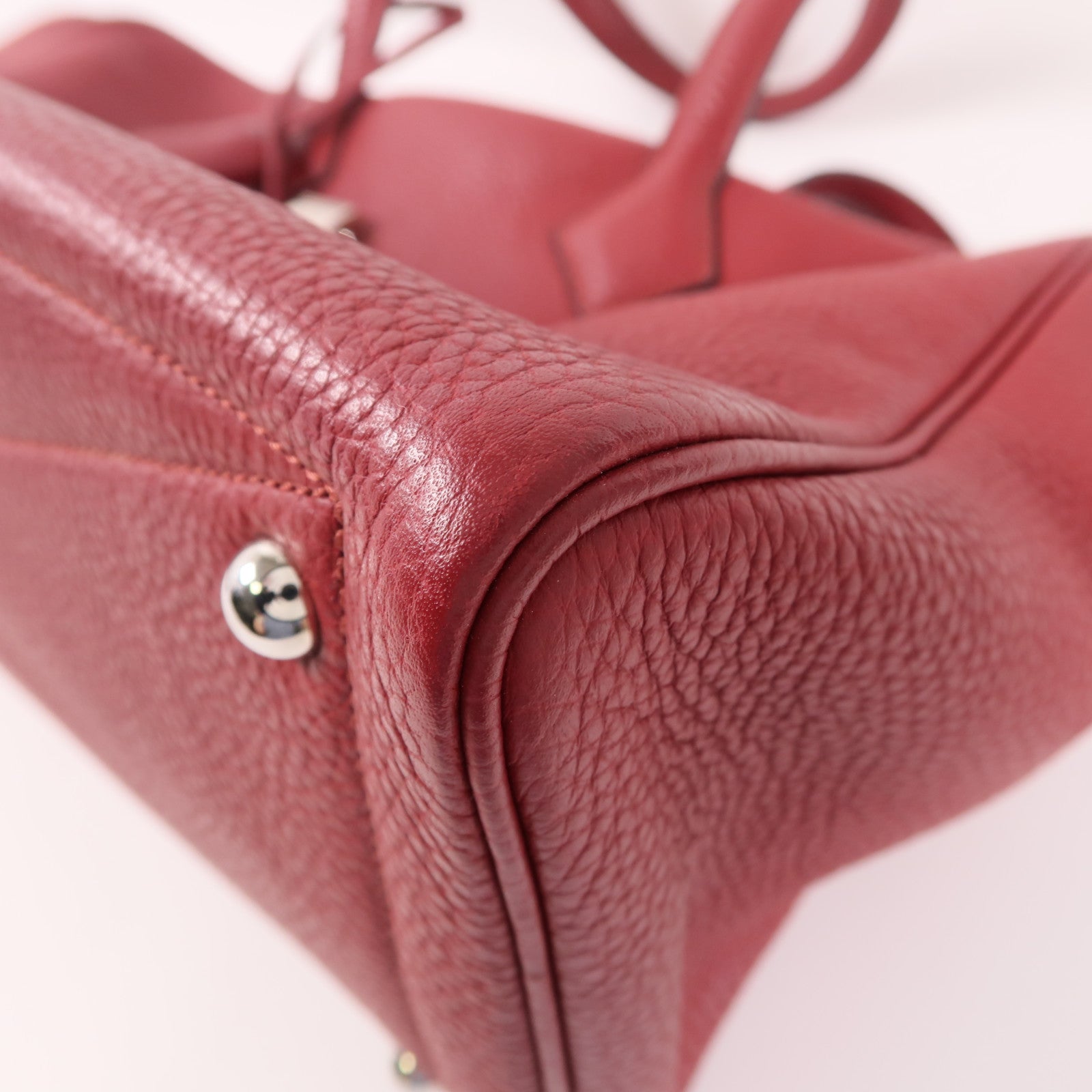 HERMES Clemence皮革Victoria 35銀扣肩背袋Rubis