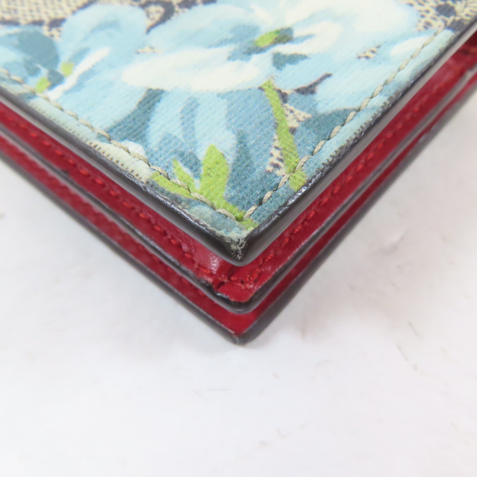 GUCCI 塗層帆布Fold Wallet金扣錢包灰色/藍色
