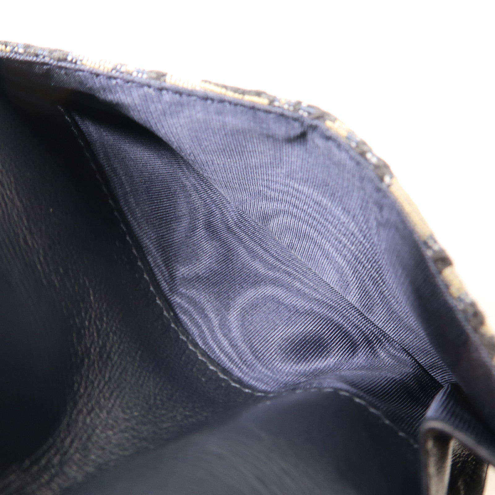 Dior 帆布Saddle Flap Compact Zipped Card Holder金扣卡片套米色/藍色
