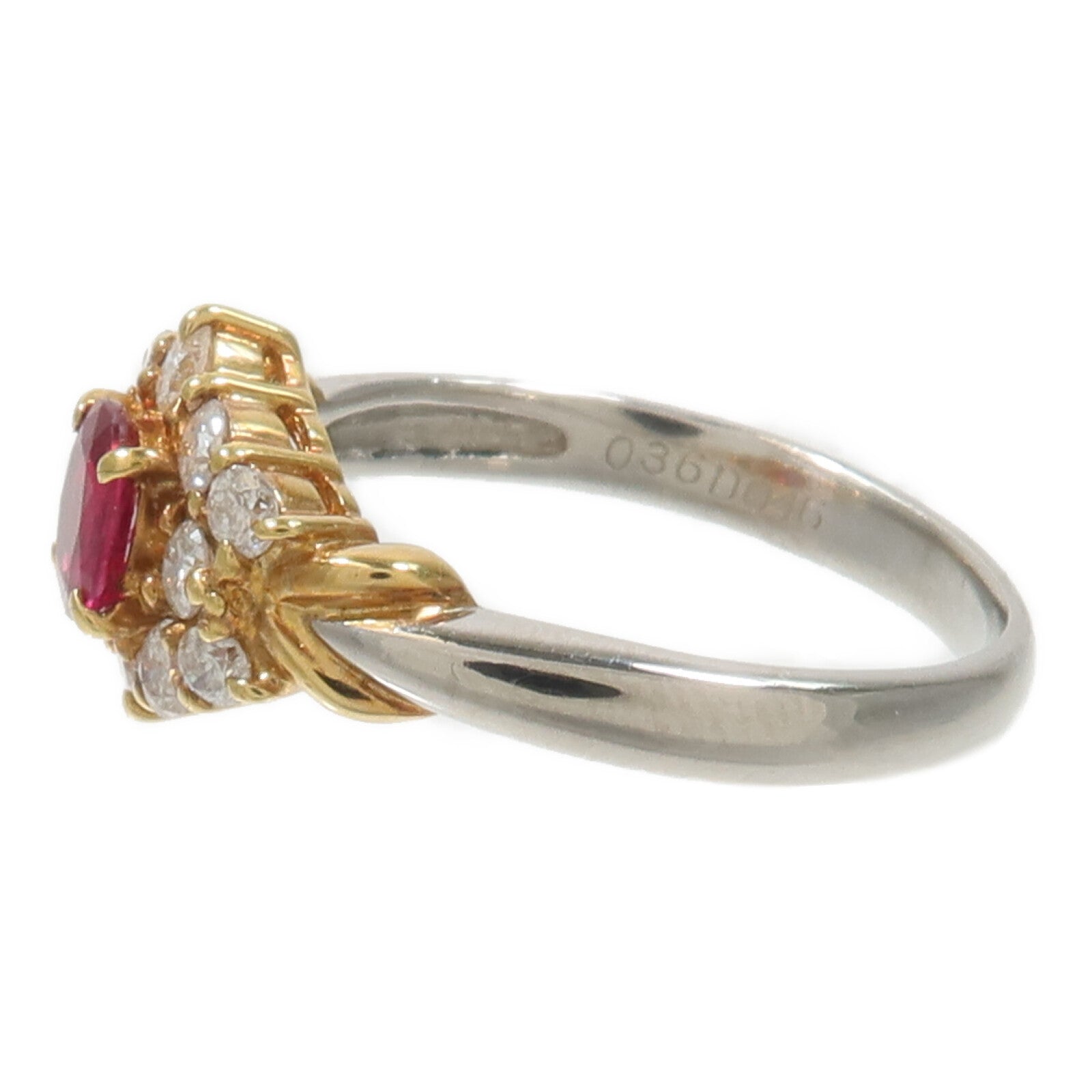 JEWELRY PT850鉑金/18K黃金Ruby Diamond紅寶石/鑽石戒指