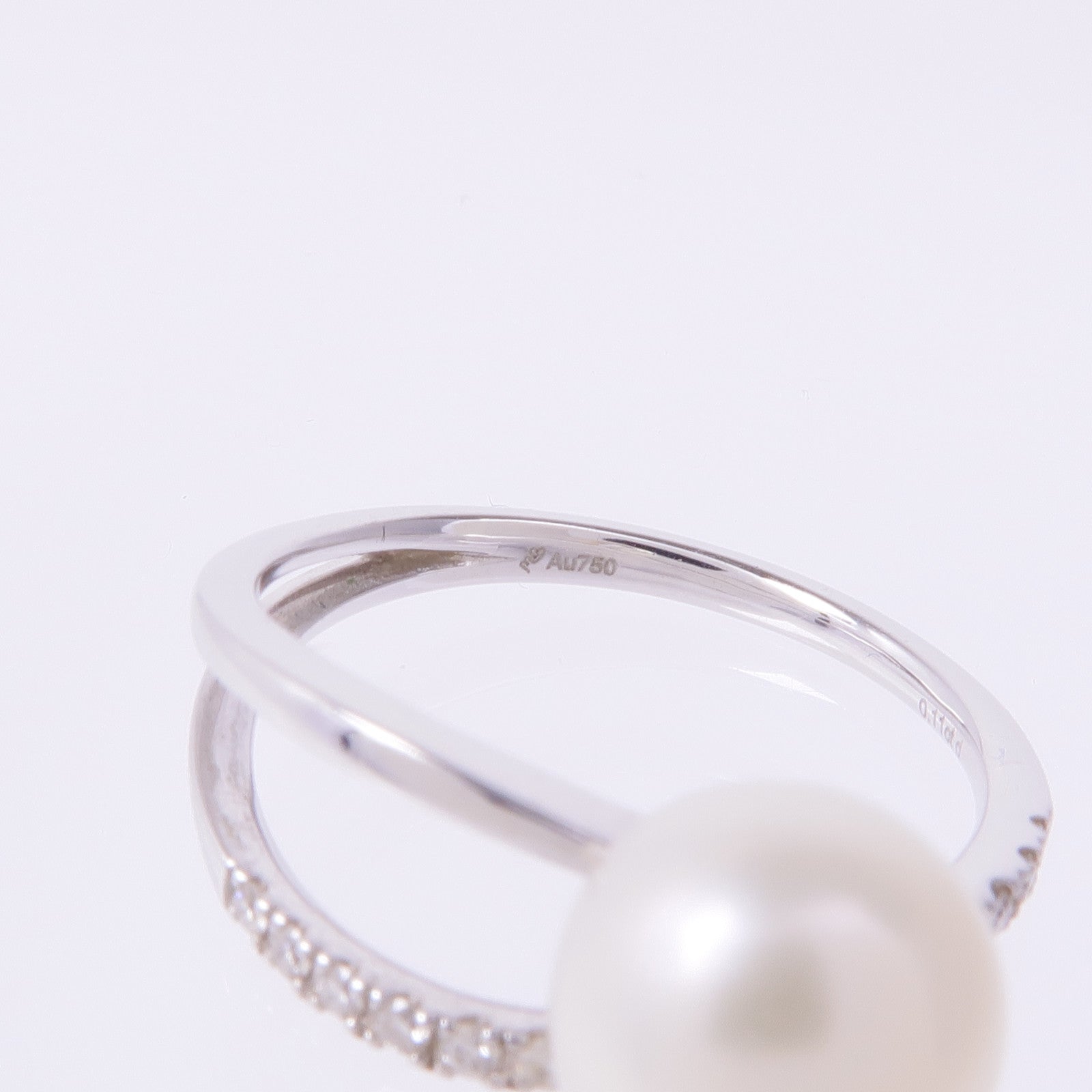 JEWELRY 18K白金Pearl Diamond Ring珍珠/鑽石戒指US#6