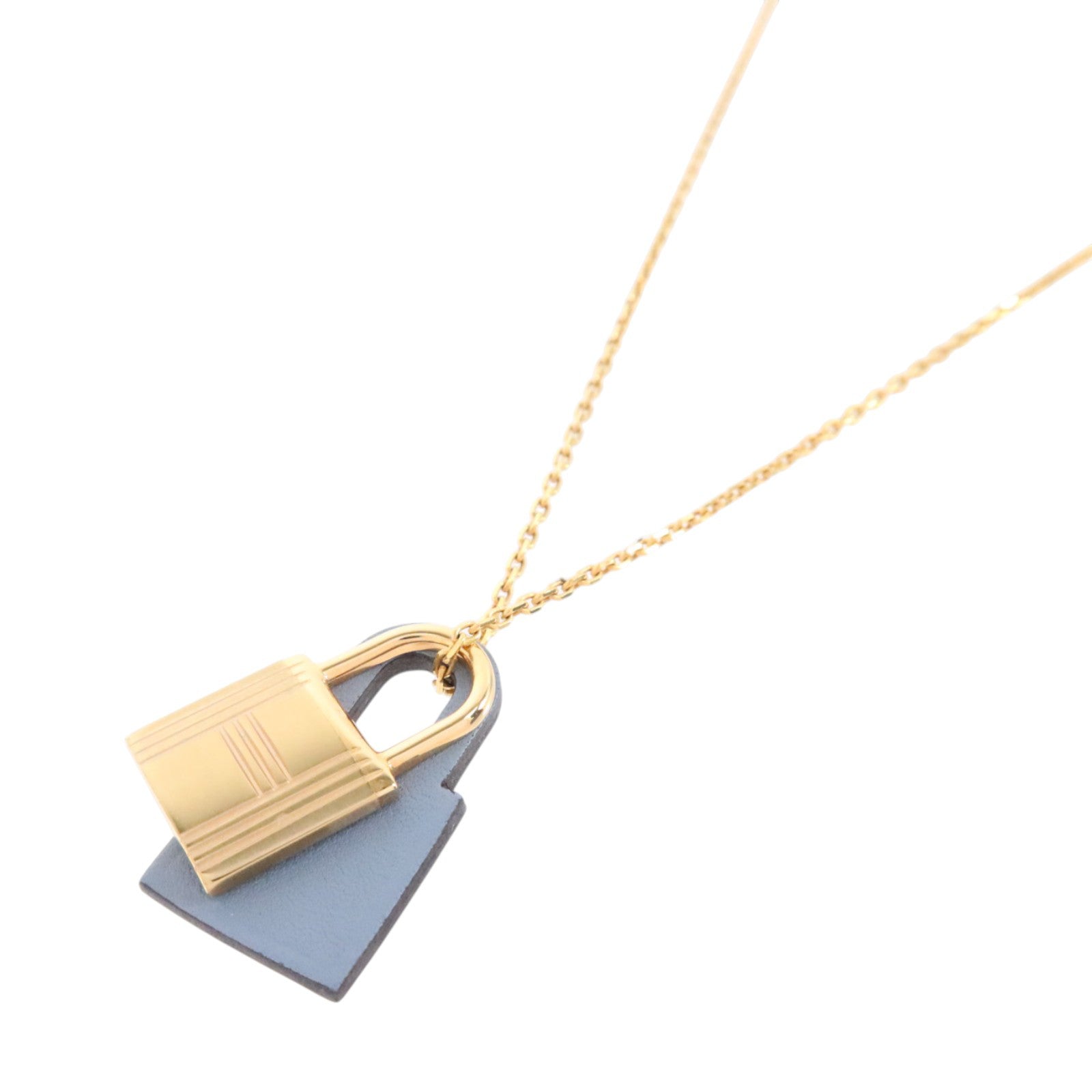 HERMES Swift皮革/金屬O' Kelly Necklace項鏈Bleu Glacier