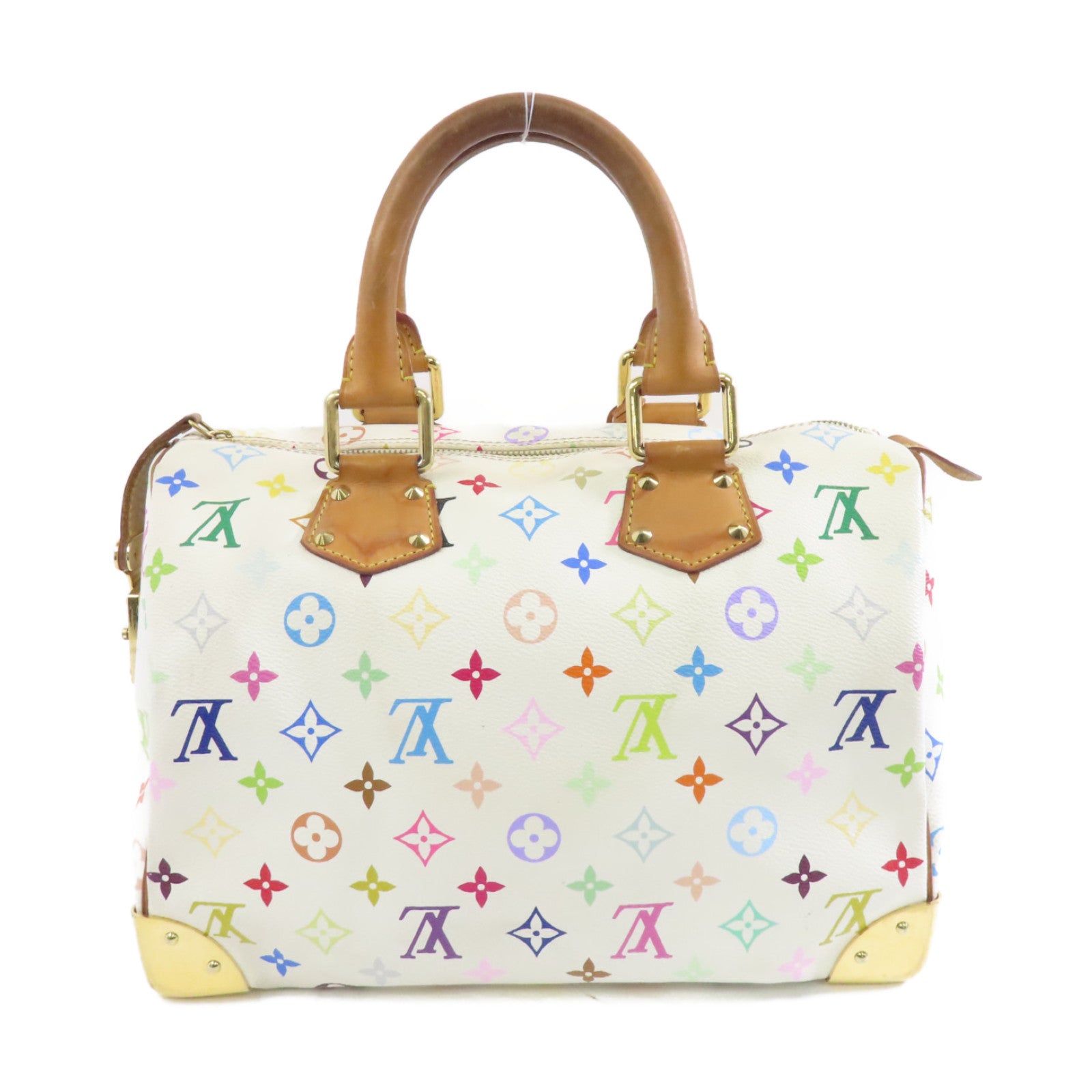 LOUIS VUITTON Monogram Multicolore Speedy 30金扣手挽袋白色/彩色