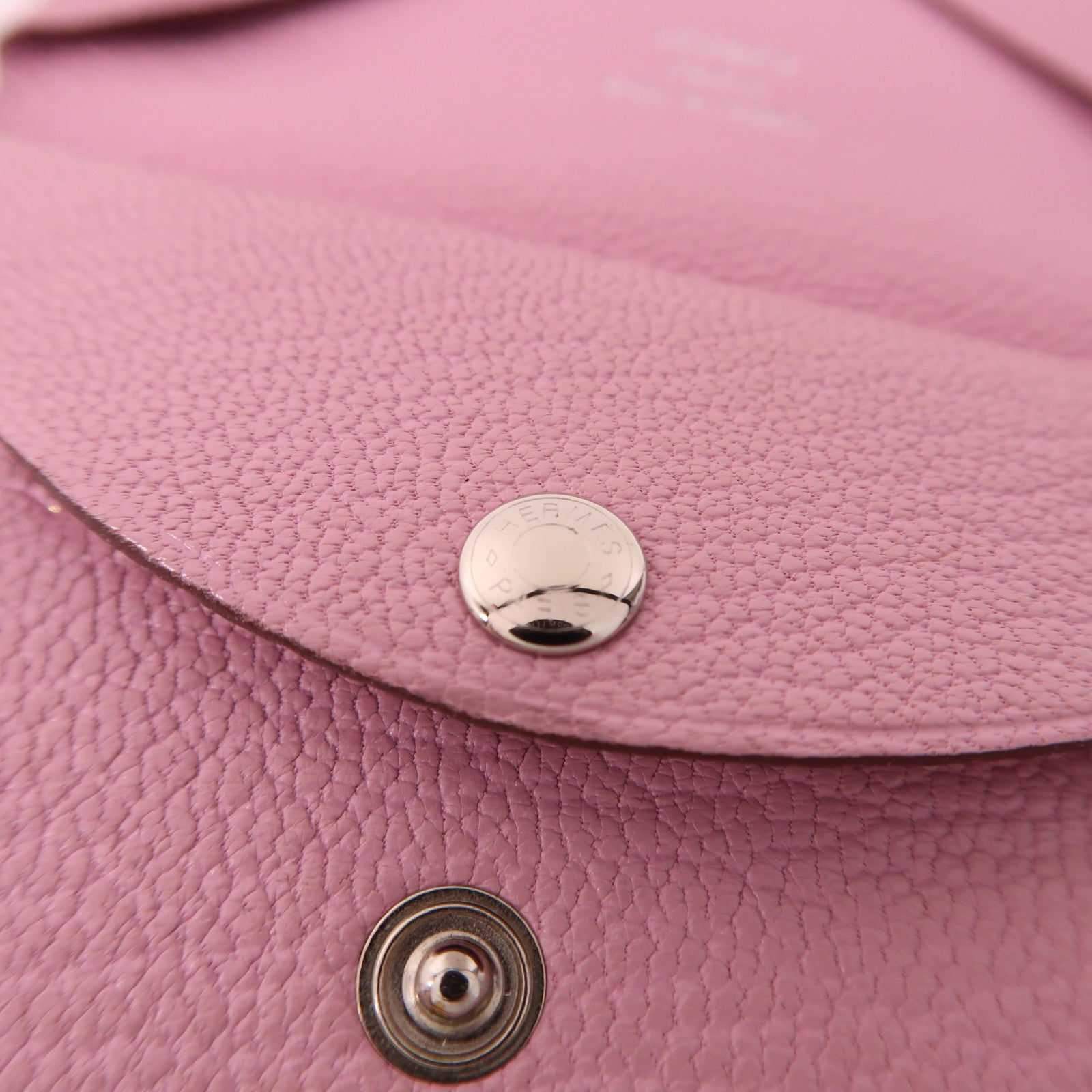 HERMES PHW Calvi Duo Card Case Chevre Leather Mauve Sylvestre