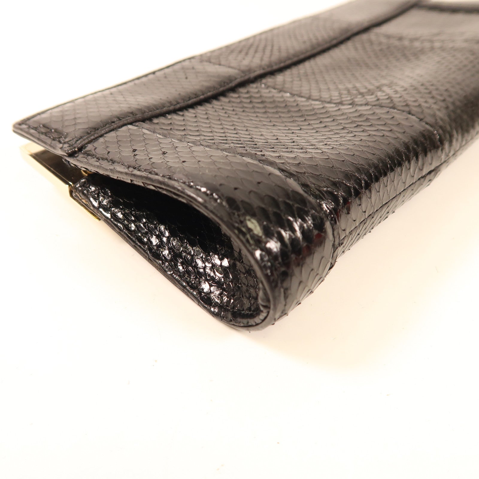 GUCCI 蛇皮皮革Clutch銀扣手拿包