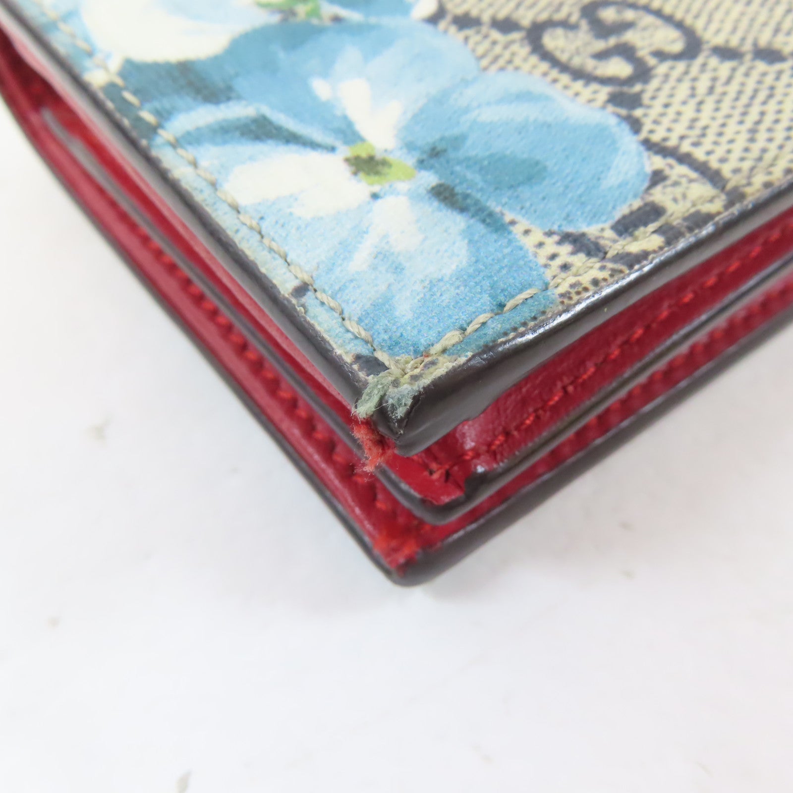 GUCCI 塗層帆布Fold Wallet金扣錢包灰色/藍色