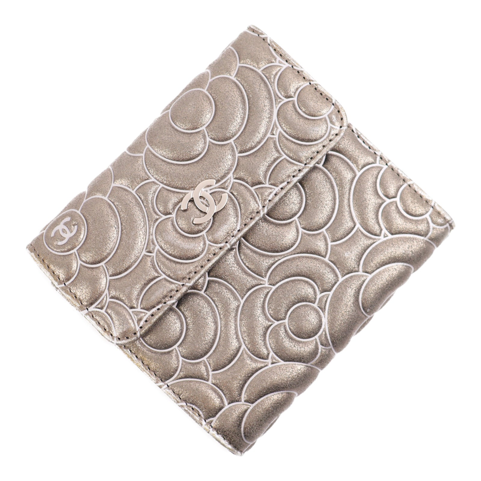 CHANEL CC SHW Wallet Calfskin Leather Silver