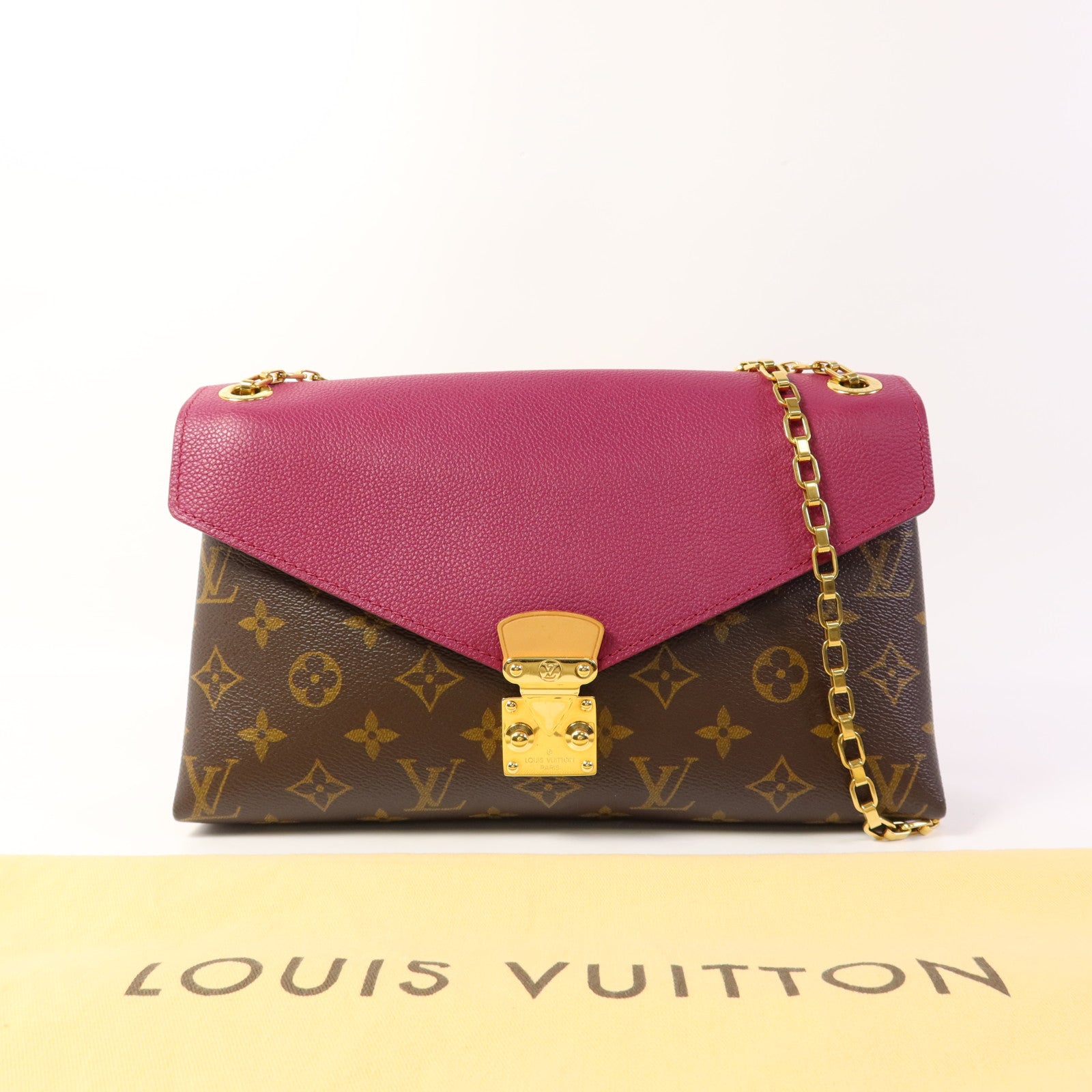 LOUIS VUITTON Monogram Pallas Chain金扣鏈帶肩背袋
