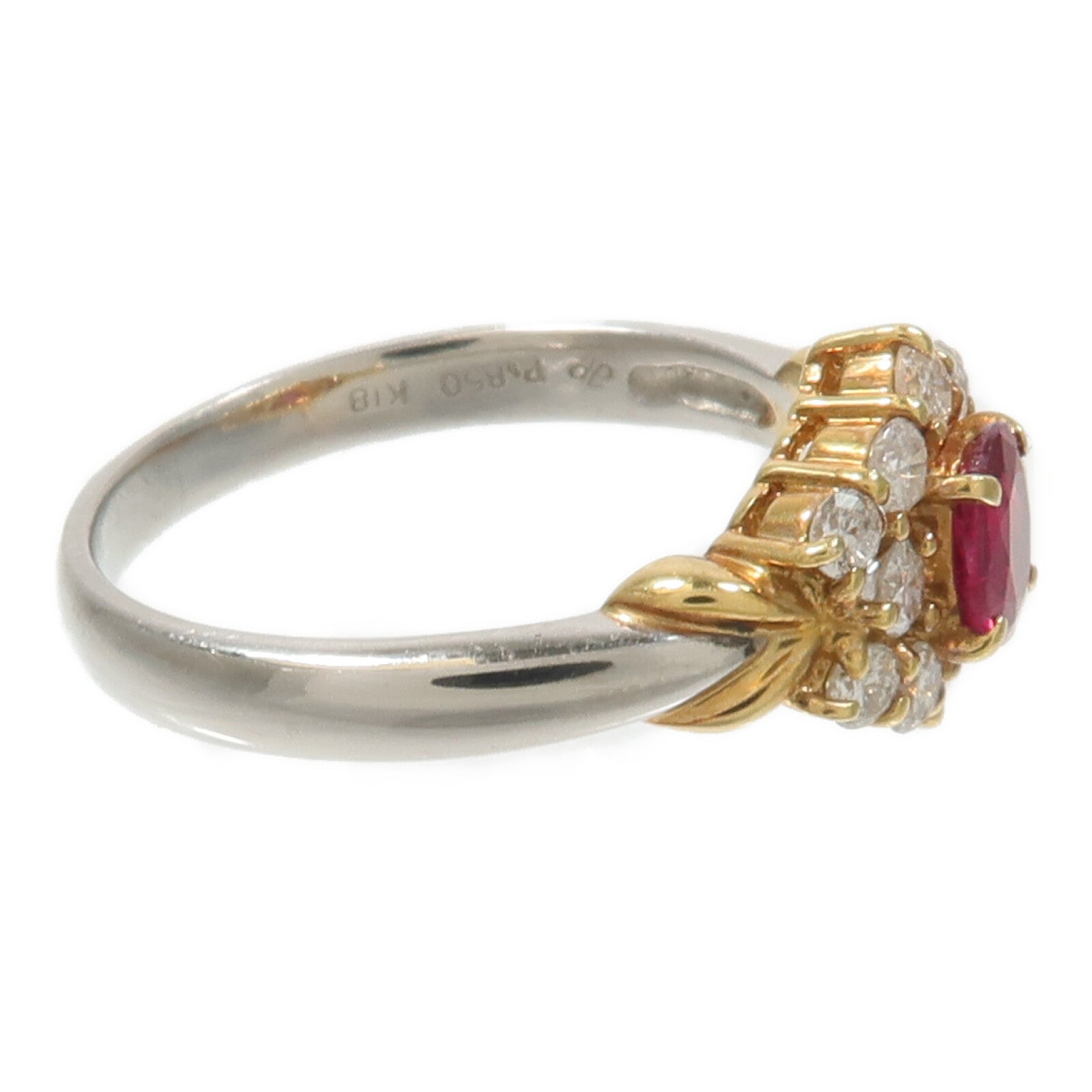 JEWELRY PT850鉑金/18K黃金Ruby Diamond紅寶石/鑽石戒指