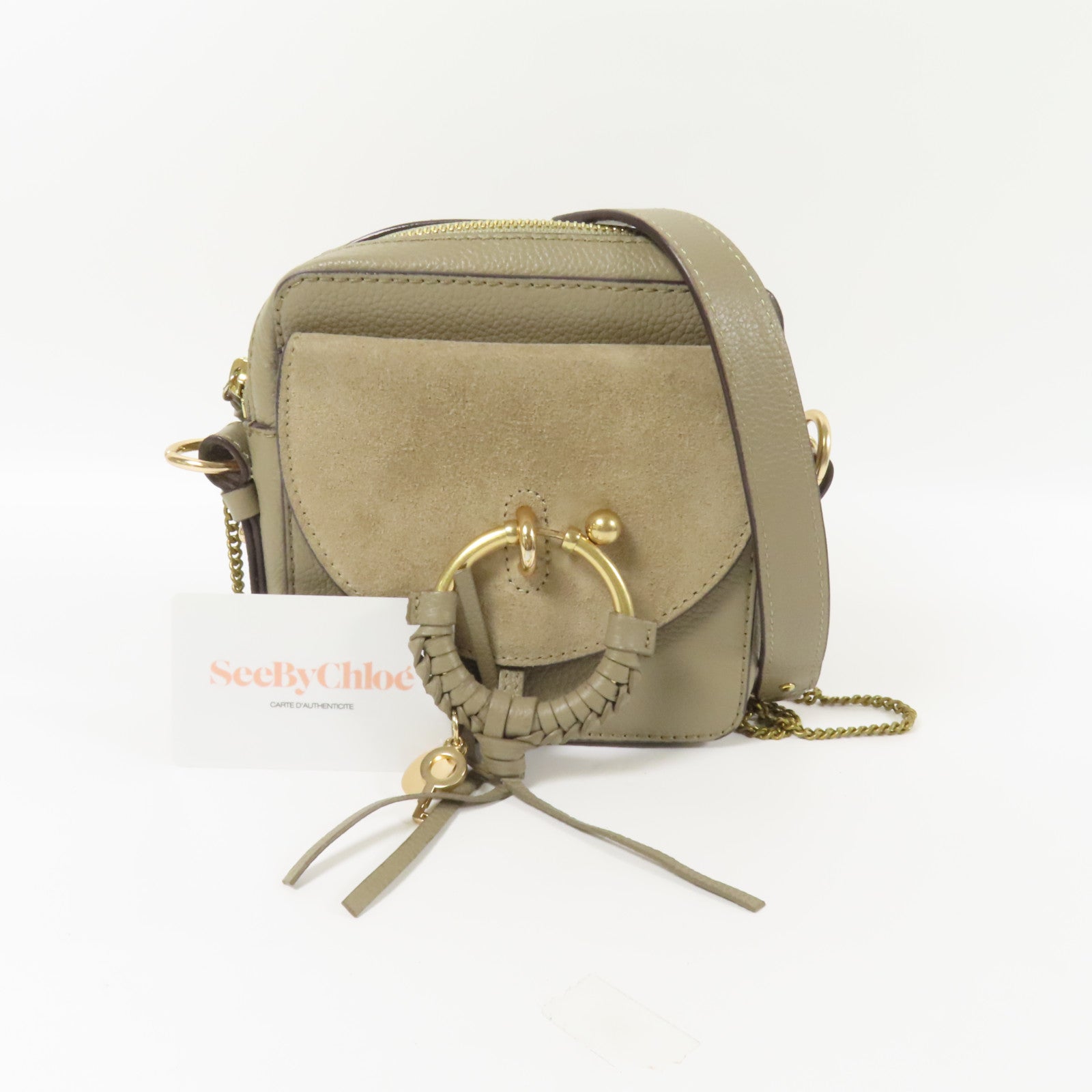 SEE BY CHLOE 皮革/麂皮皮革Joan Camera Bag金扣肩背袋