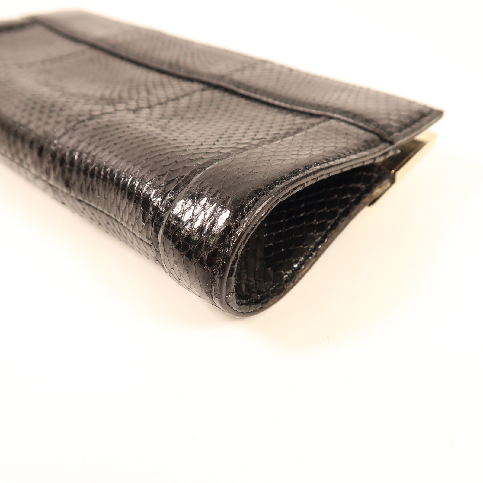 GUCCI 蛇皮皮革Clutch銀扣手拿包