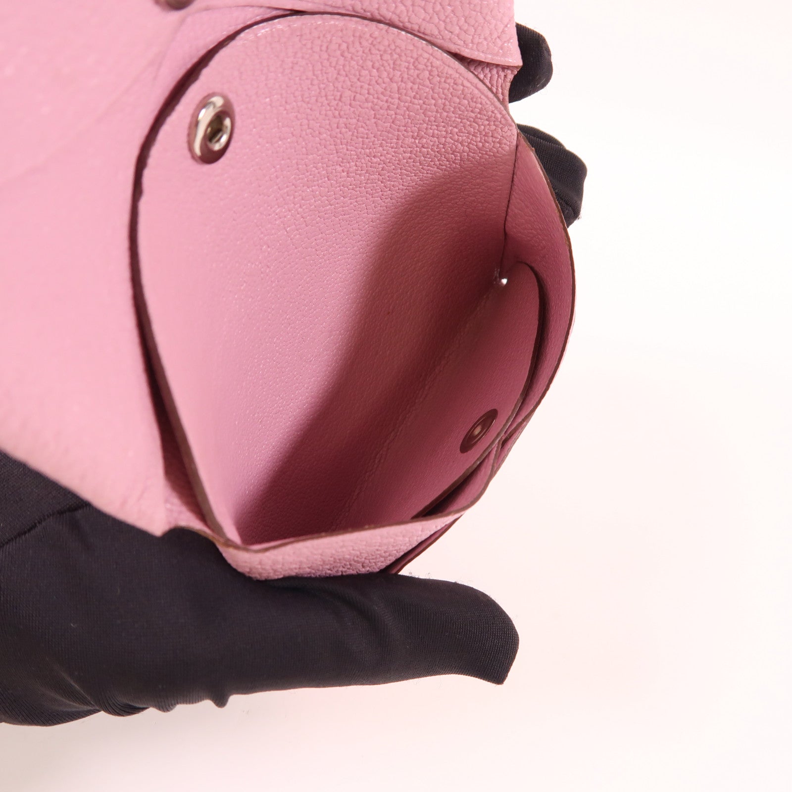 HERMES PHW Calvi Duo Card Case Chevre Leather Mauve Sylvestre