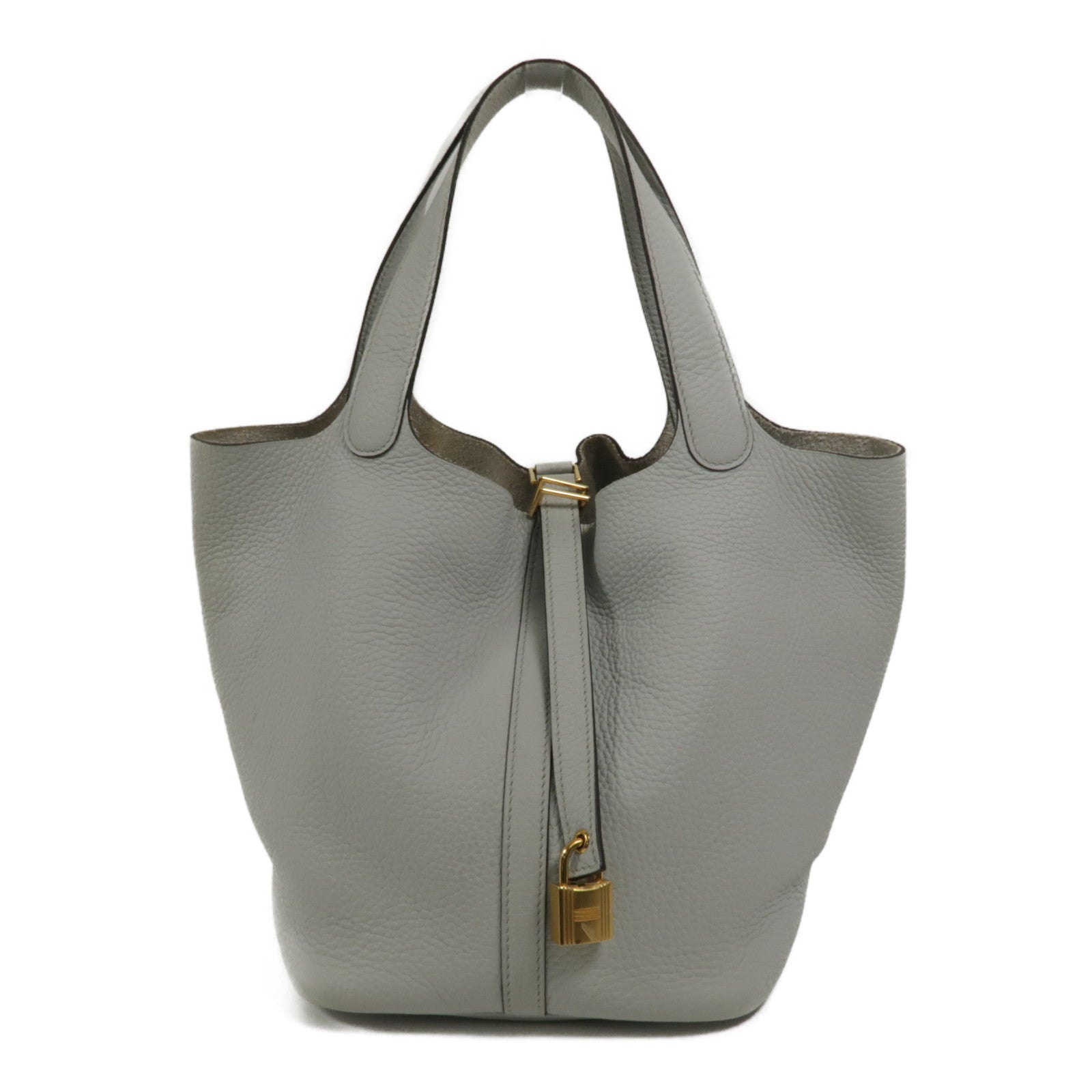 HERMES Clemence皮革Picotin MM手挽袋Bleu Pale