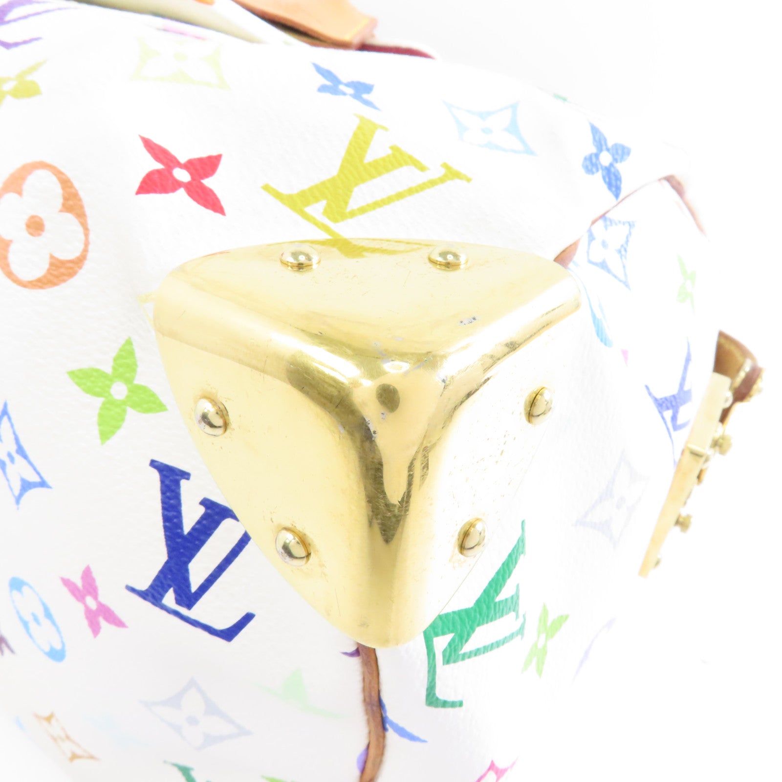LOUIS VUITTON Monogram Multicolore Speedy 30金扣手挽袋白色/彩色