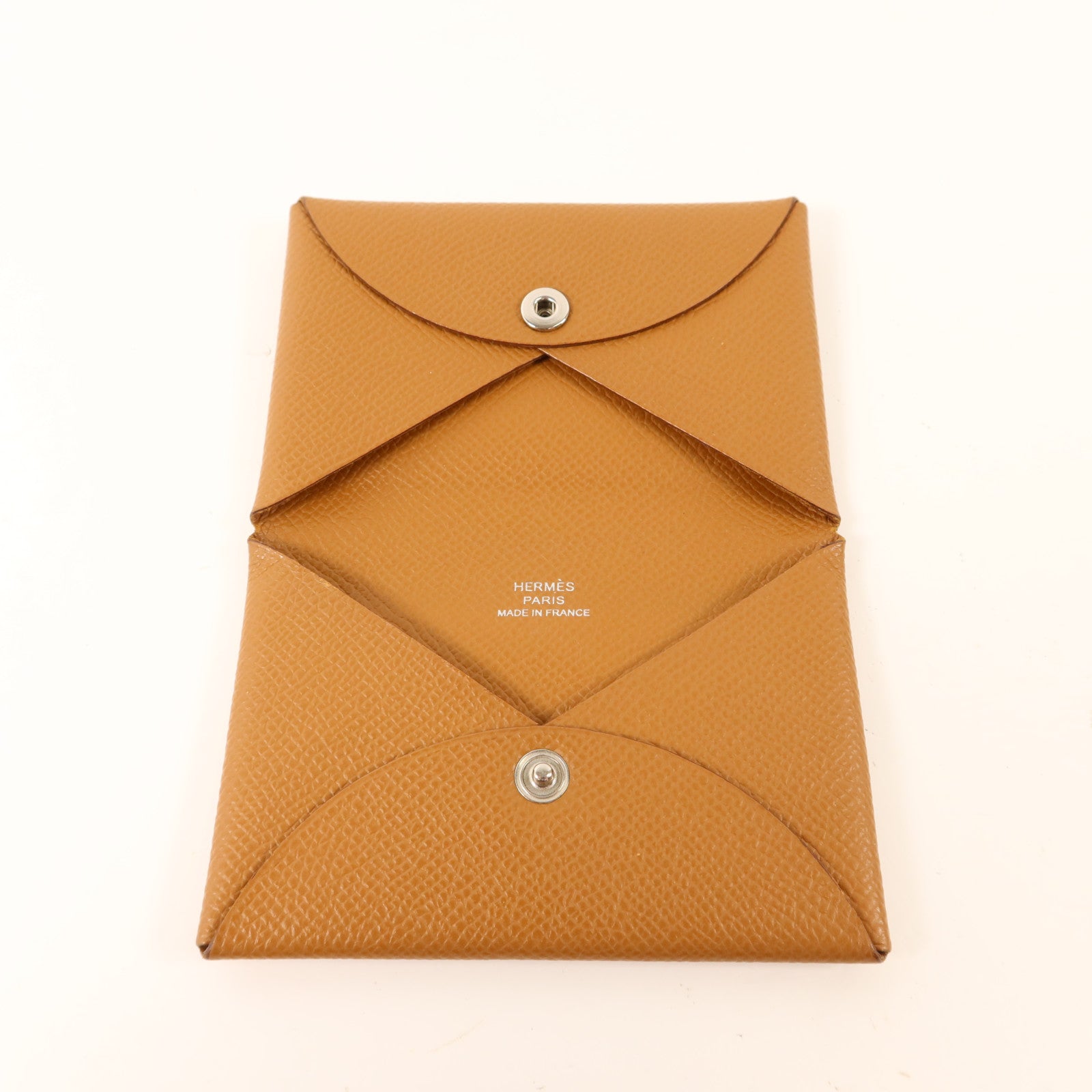 HERMES Epsom皮革Calvi銀扣卡片套