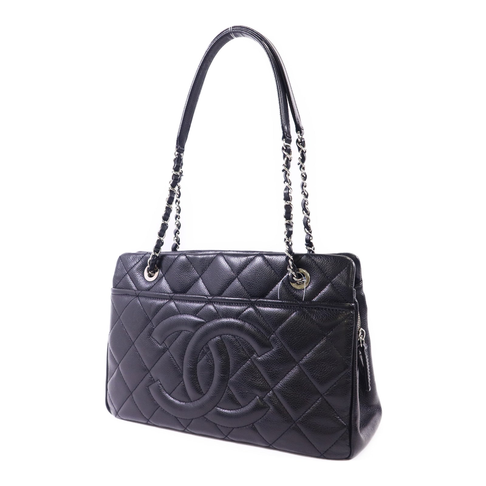 CHANEL 牛皮皮革Chain Shoulder銀扣鏈帶肩背袋