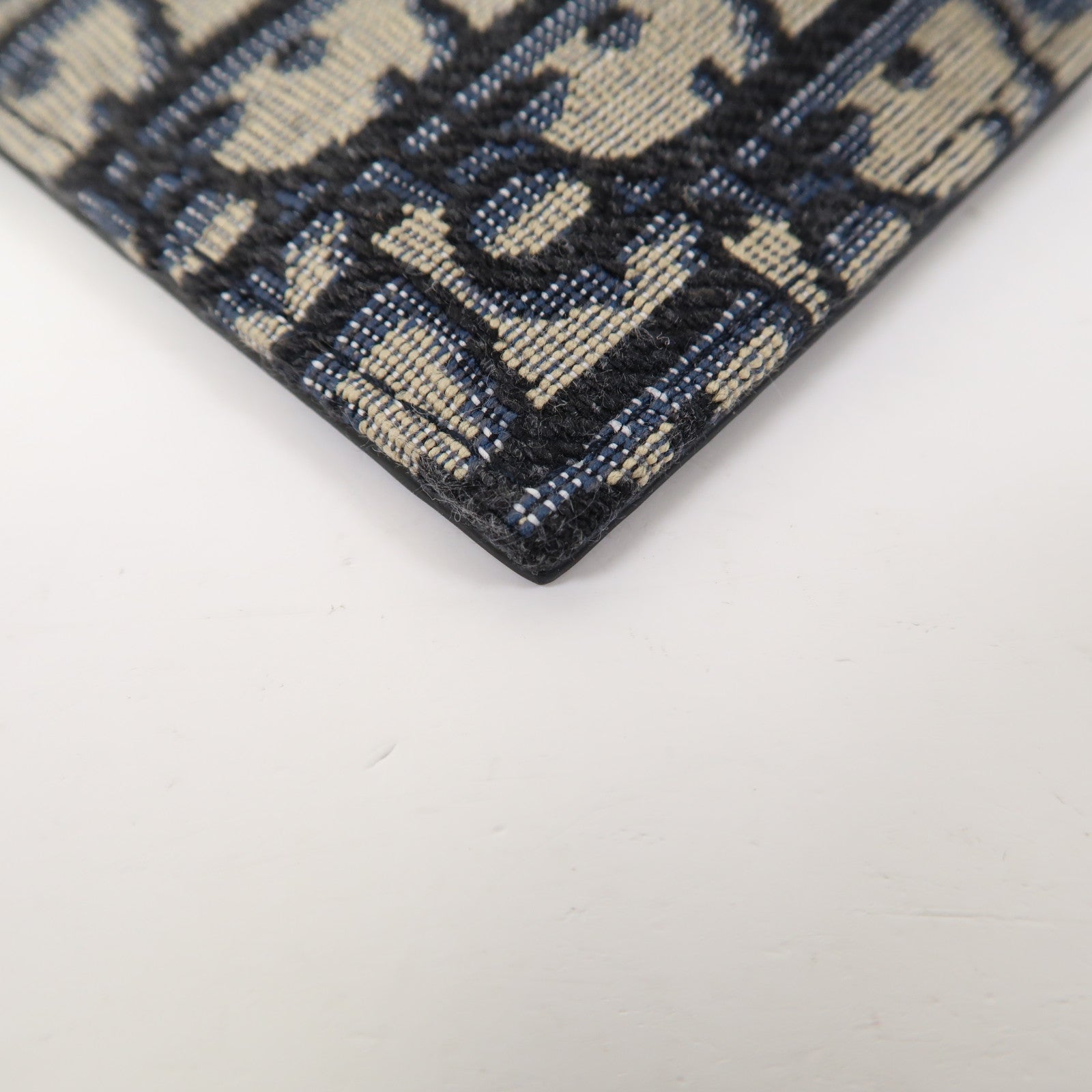 Dior 帆布Saddle Flap Compact Zipped Card Holder金扣卡片套米色/藍色