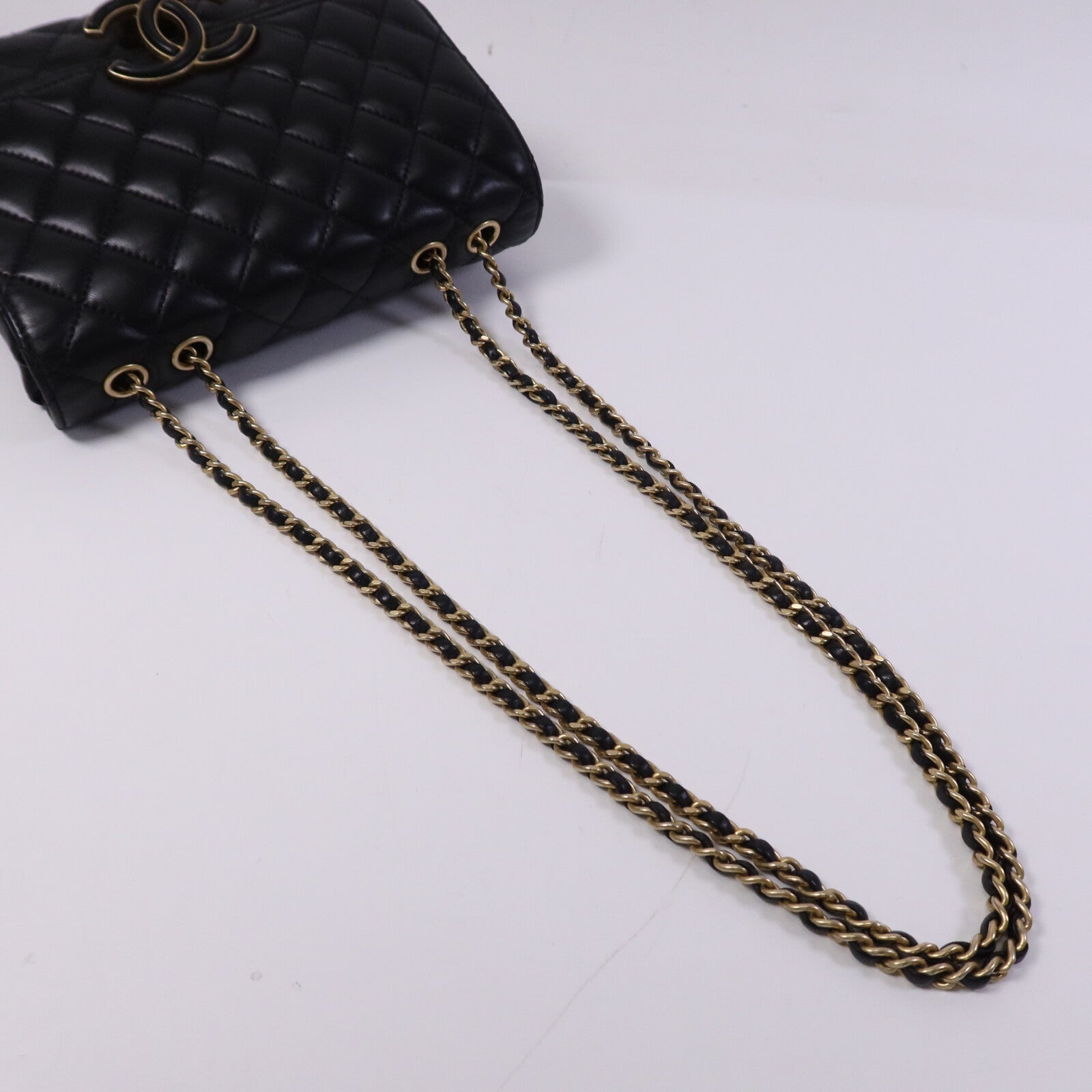 CHANEL 羊皮皮革Chain Shoulder Bag金扣鏈帶肩背袋