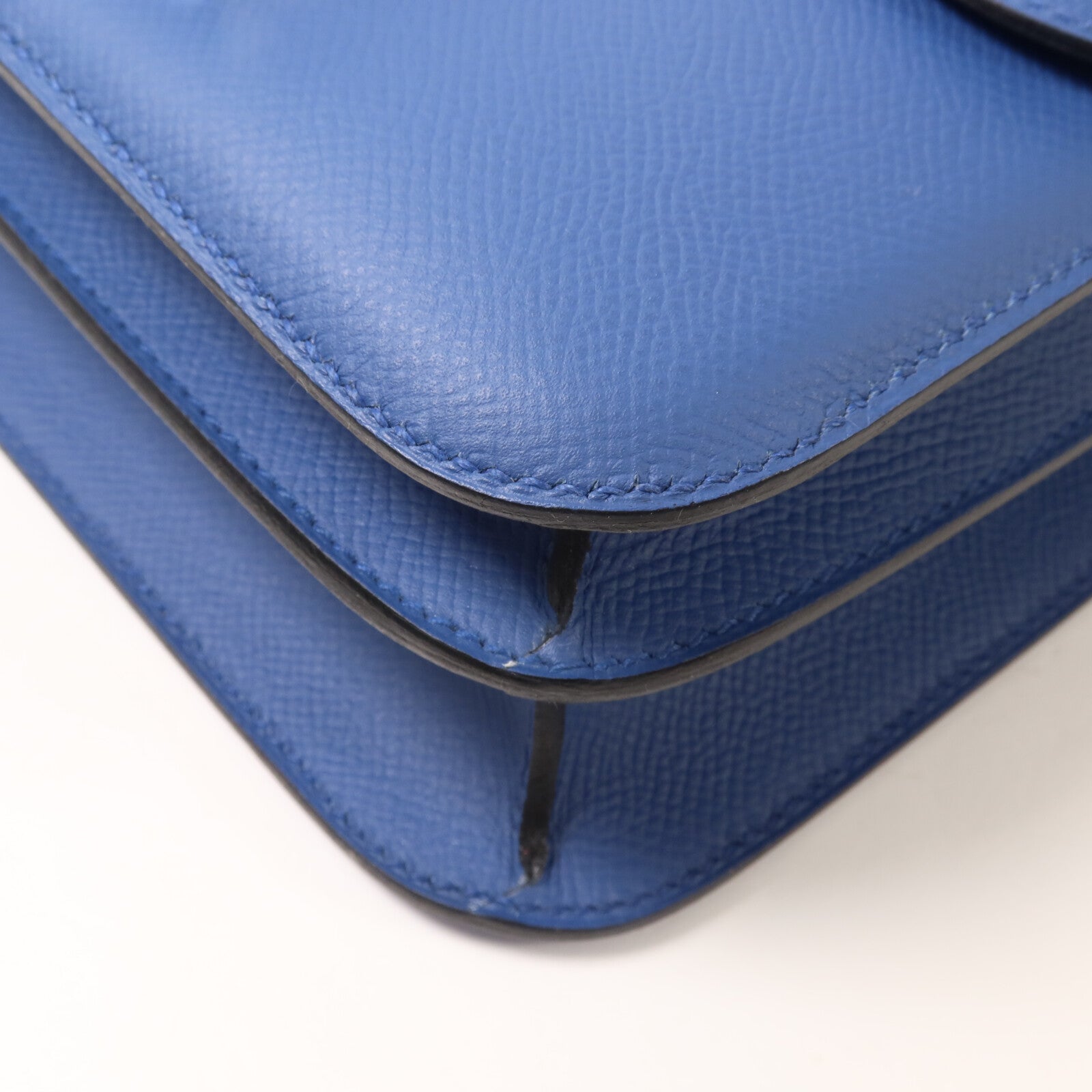 HERMES Epsom皮革Constance 24肩背袋Blue Agate/Gris Mouette
