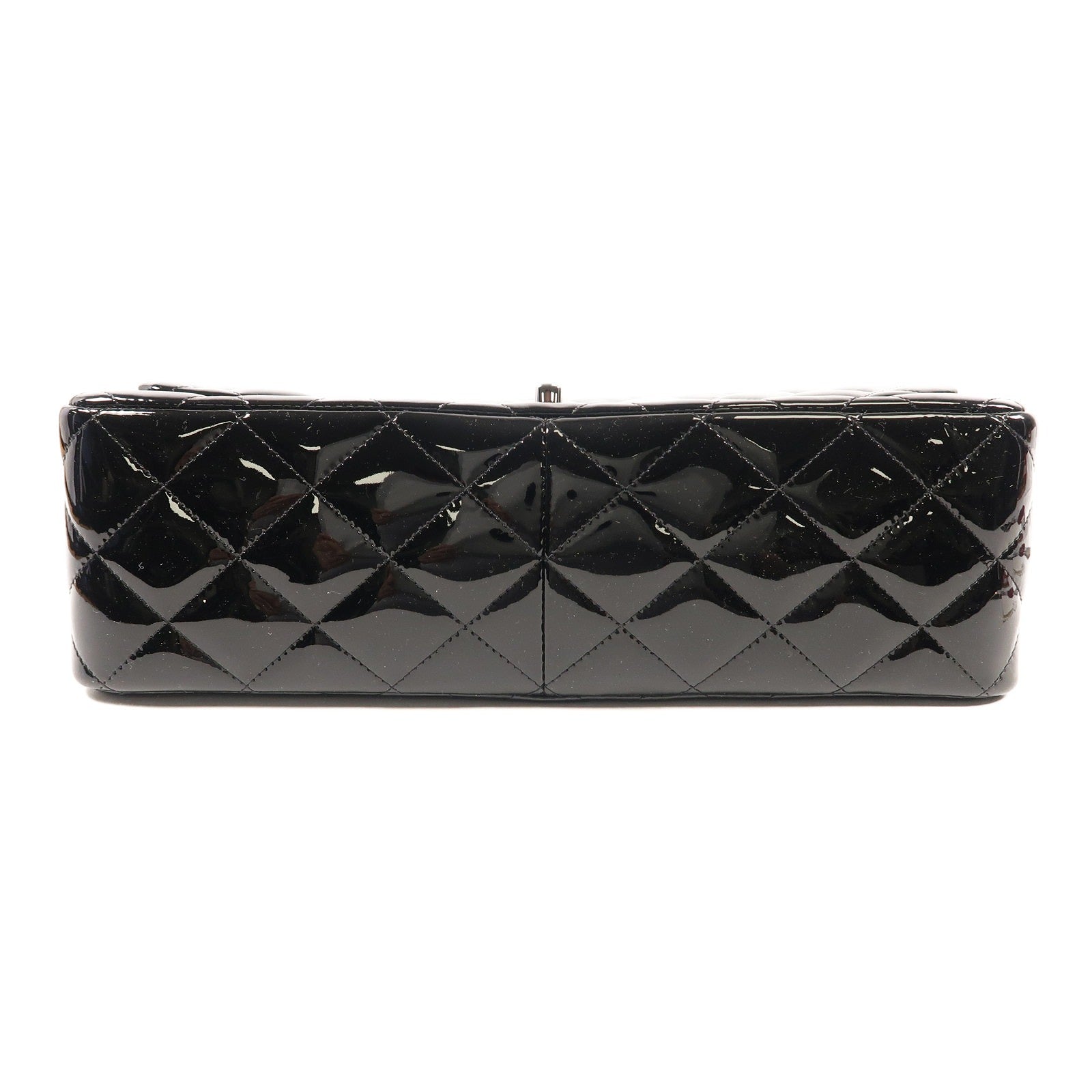 CHANEL 漆皮皮革Large Classic銀扣鏈帶肩背袋