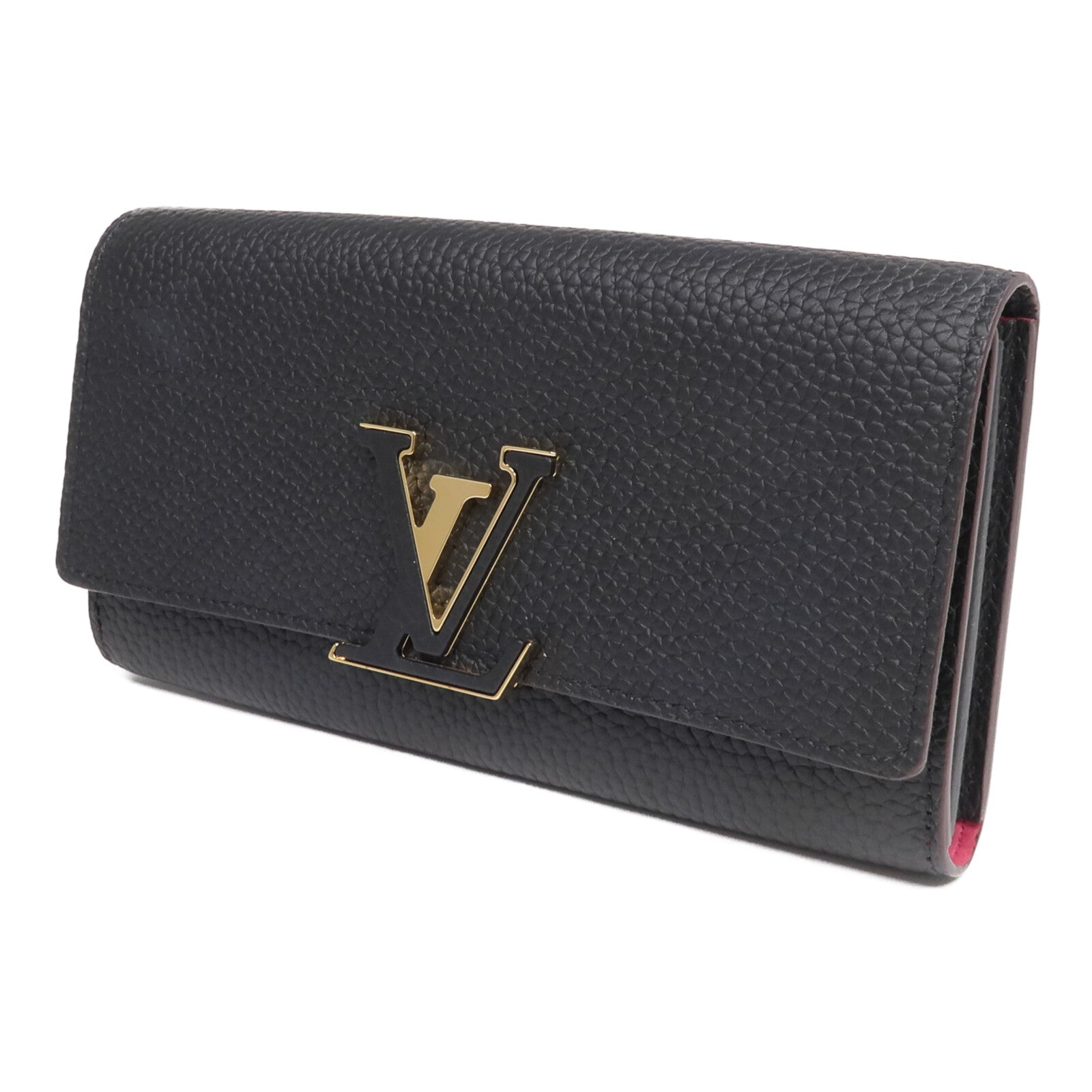 LOUIS VUITTON Taurillon Capucines Wallet金扣長錢包