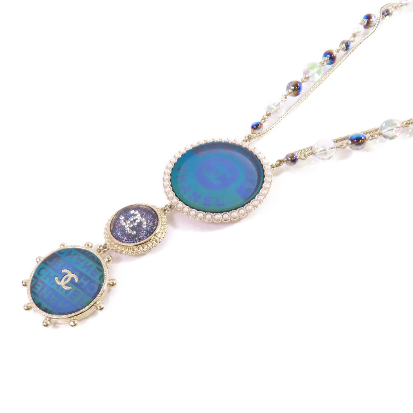 CHANEL 金屬/仿珍珠/水鑽CC Necklace項鏈