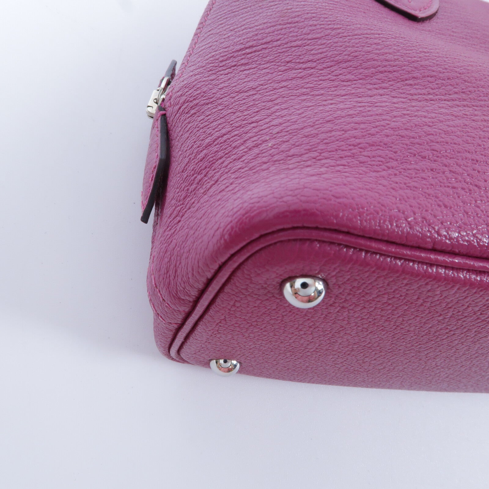 HERMES Chevre皮革Mini Bolide手挽肩背兩用袋Rose Purple