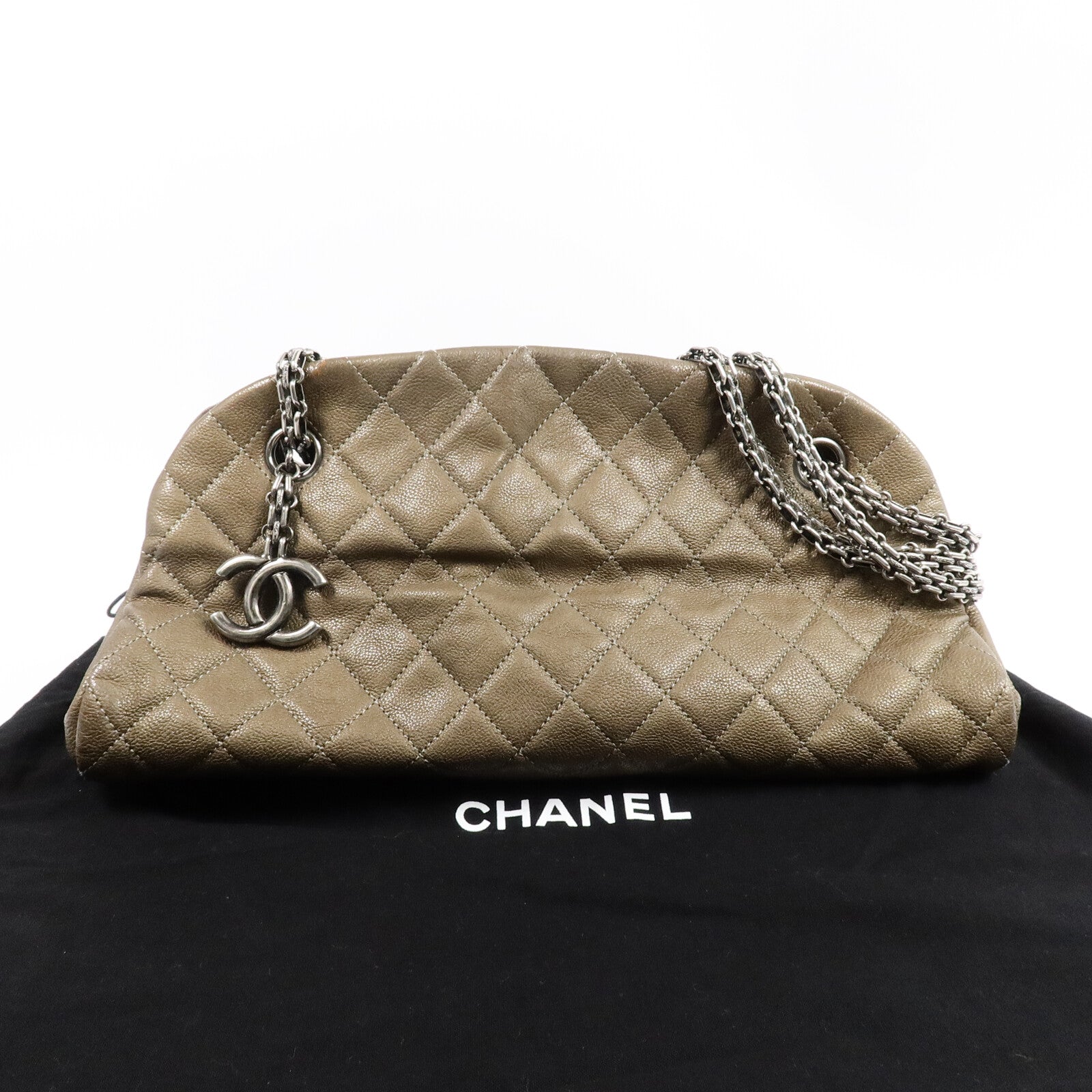 CHANEL 牛皮皮革Just Mademoiselle Bowling Bag鏈帶肩背袋