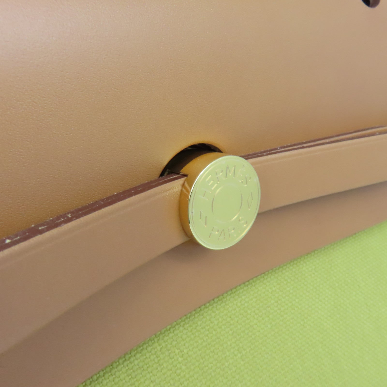 HERMES 帆布Herbag GM 2Way Shoulder Bag金扣手挽肩背兩用袋Jaune Ambre琥珀黃色
