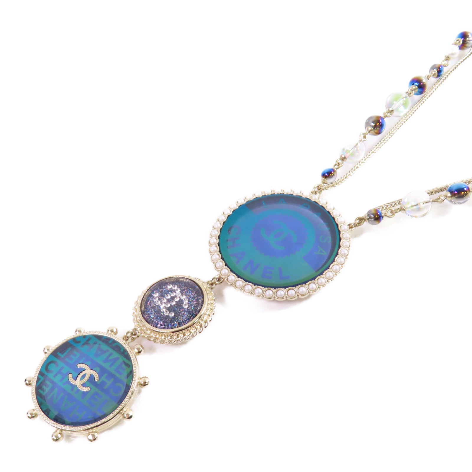 CHANEL 金屬/仿珍珠/水鑽CC Necklace項鏈
