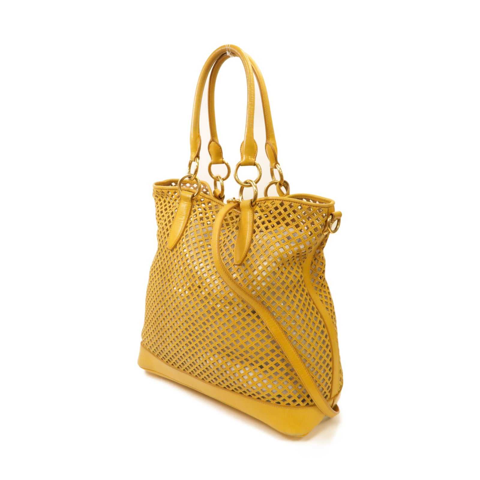 Miu Miu 【激減優惠】牛皮皮革2way Shoulder Bag金扣手挽肩背兩用袋黃色