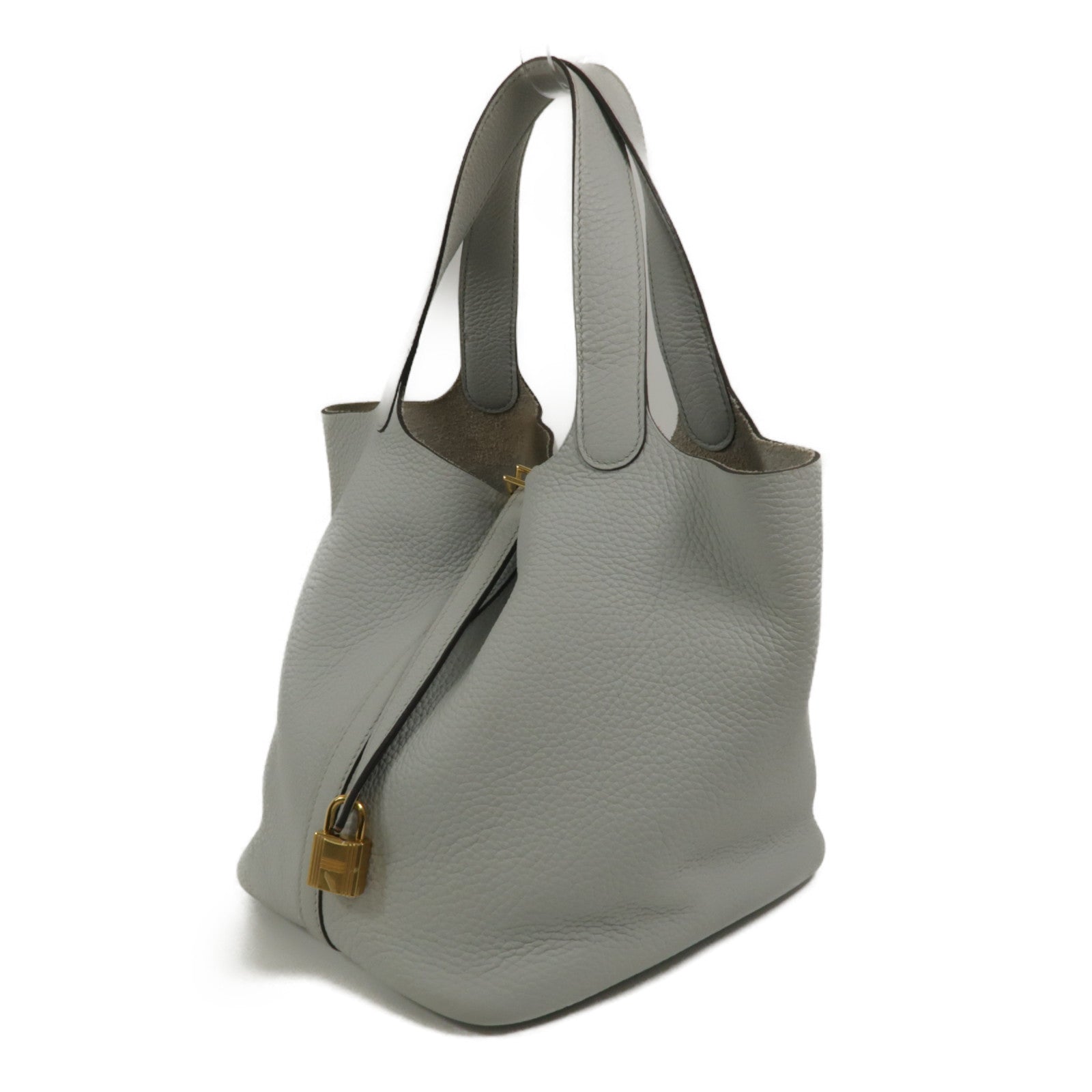 HERMES Clemence皮革Picotin MM手挽袋Bleu Pale