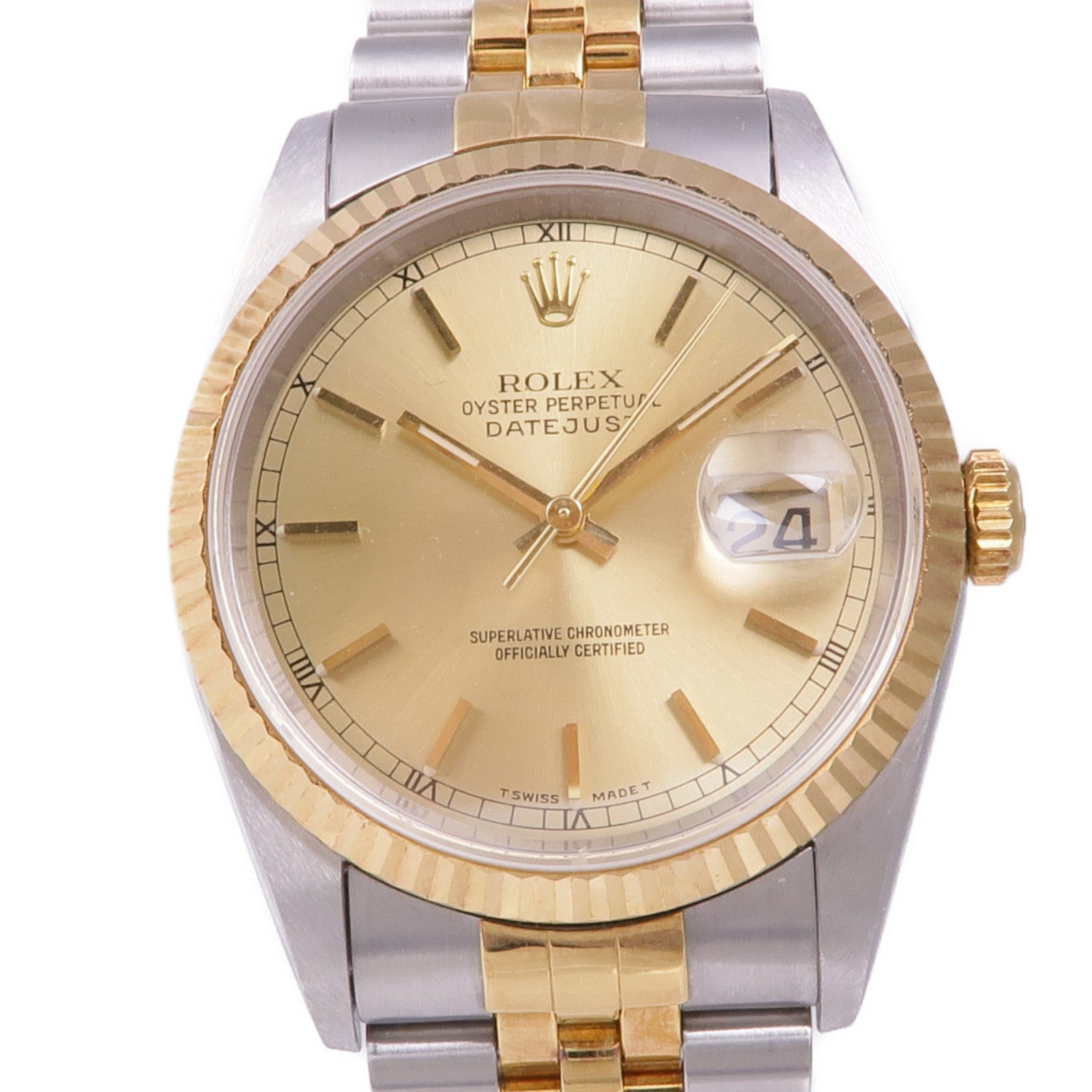 ROLEX Datejust Automatic Watch 18K Yellow Gold Stainless Steel Gold