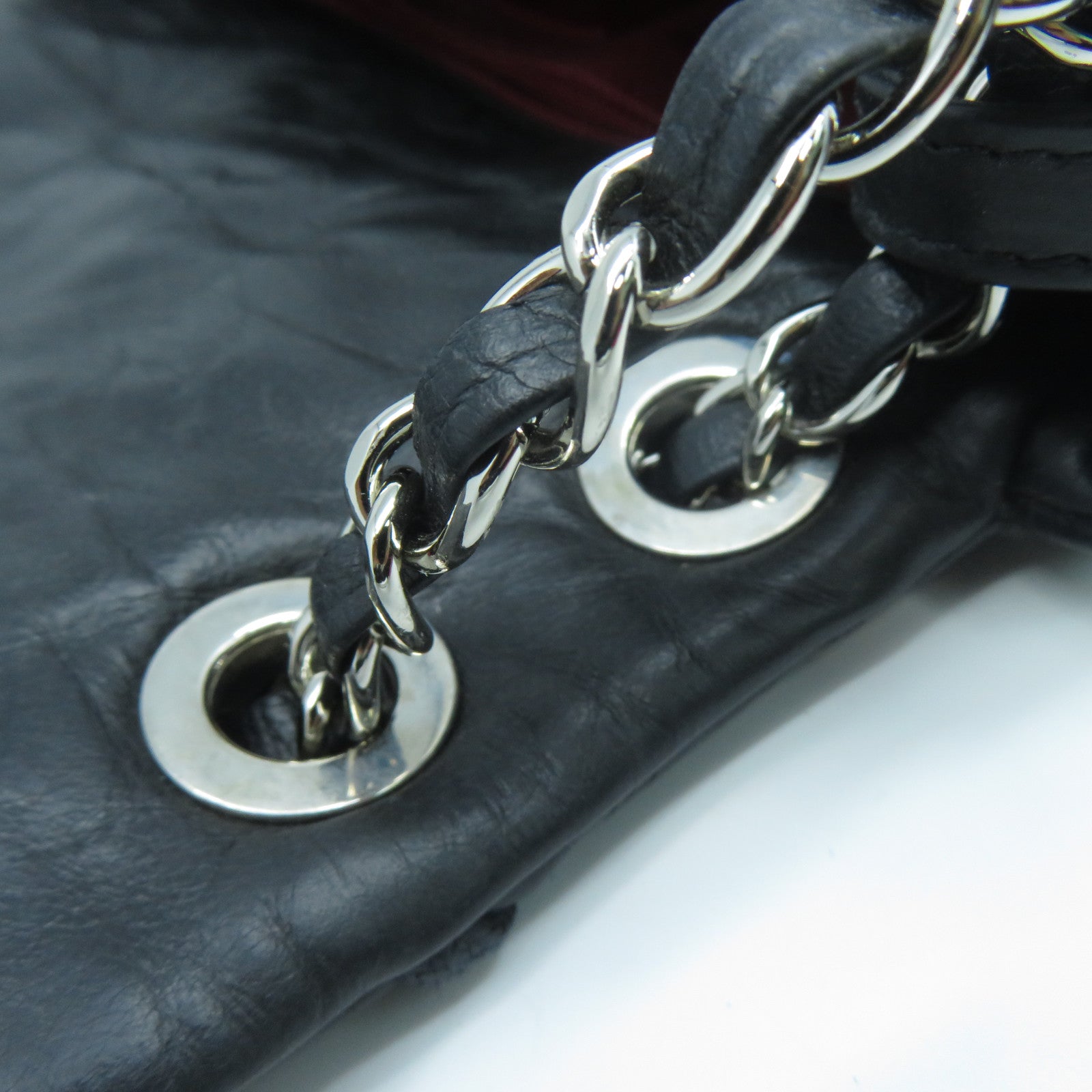 CHANEL 【激減優惠】菱格牛皮皮革Chain Shoulder Bag銀扣鏈帶肩背袋黑色