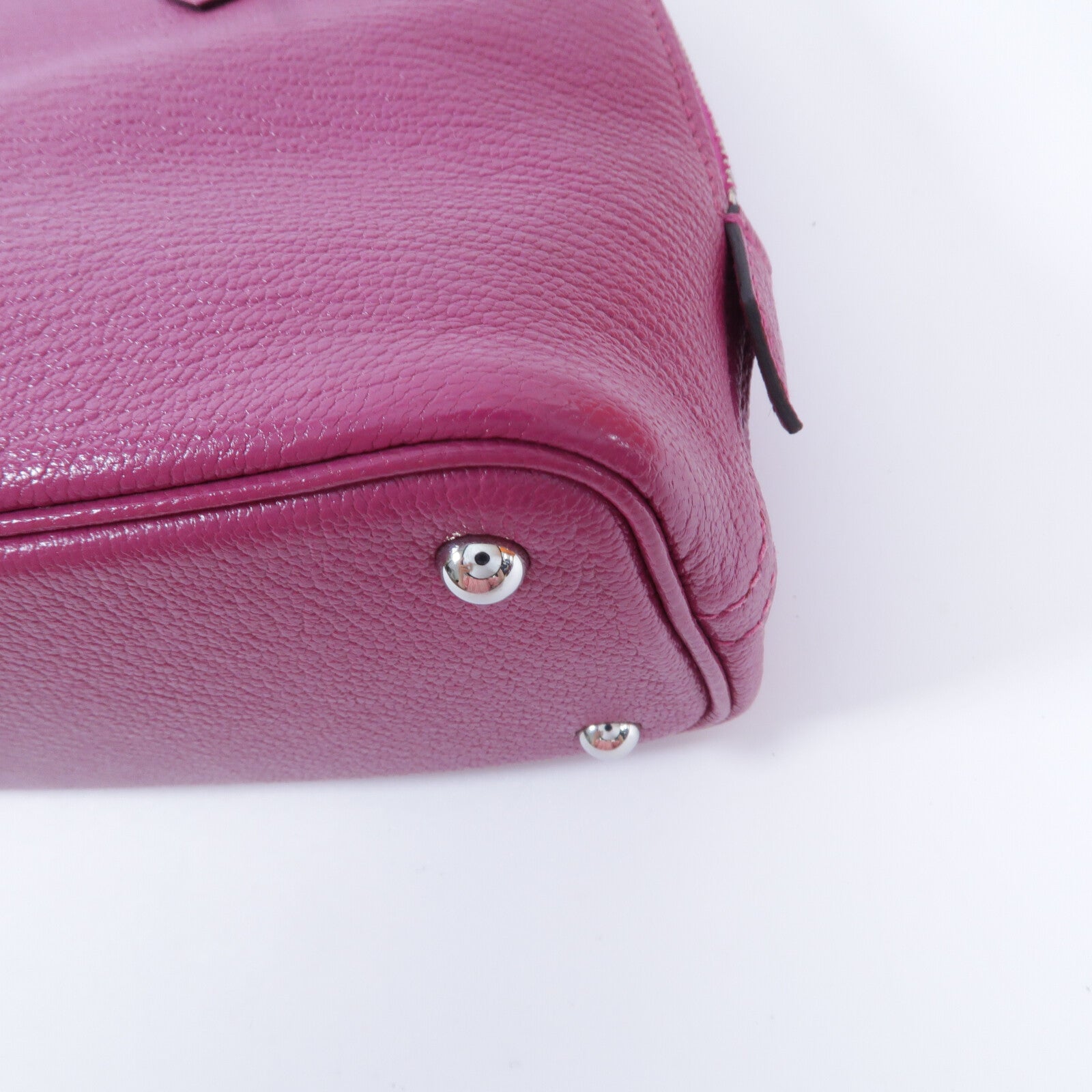 HERMES Chevre皮革Mini Bolide手挽肩背兩用袋Rose Purple