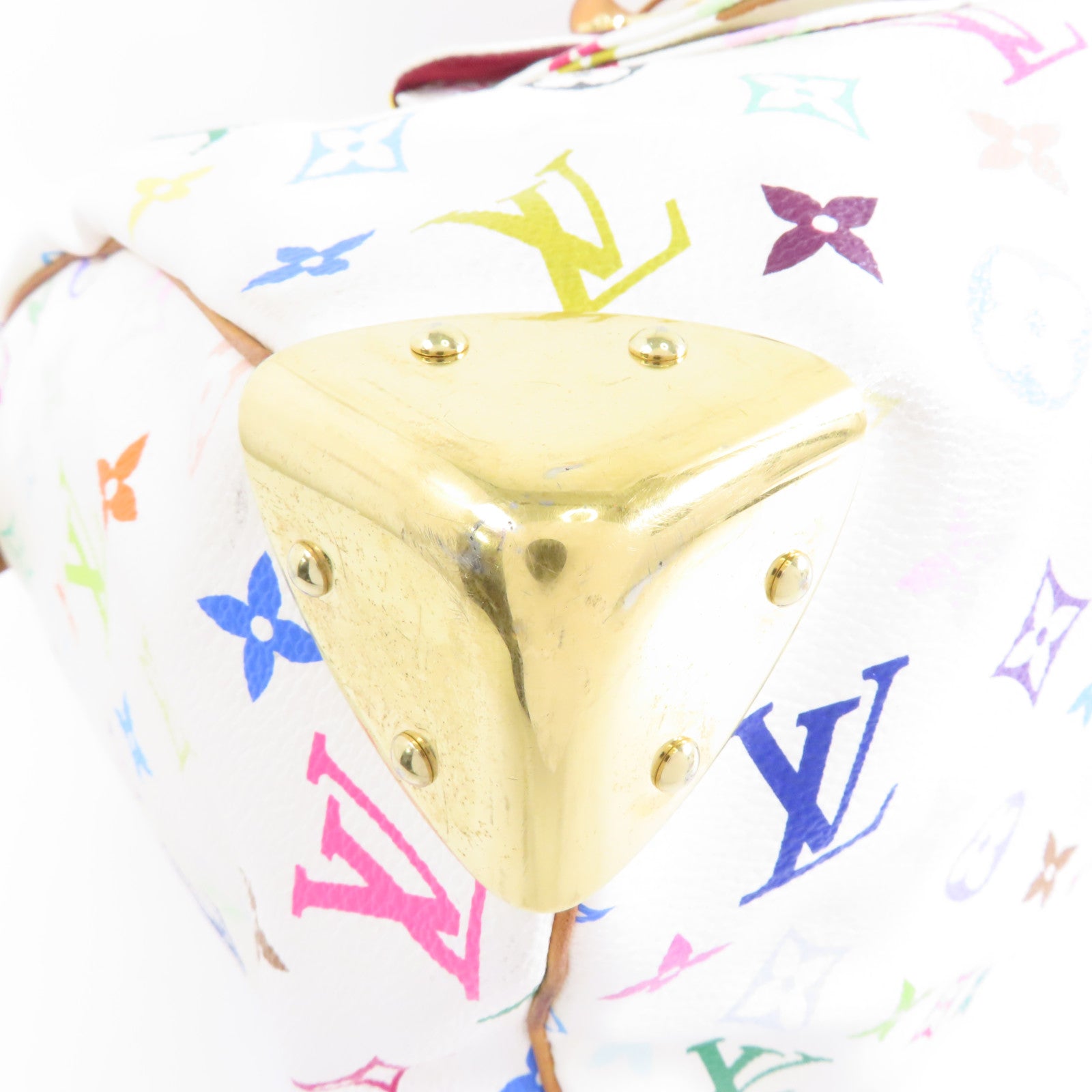LOUIS VUITTON Monogram Multicolore Speedy 30金扣手挽袋白色/彩色