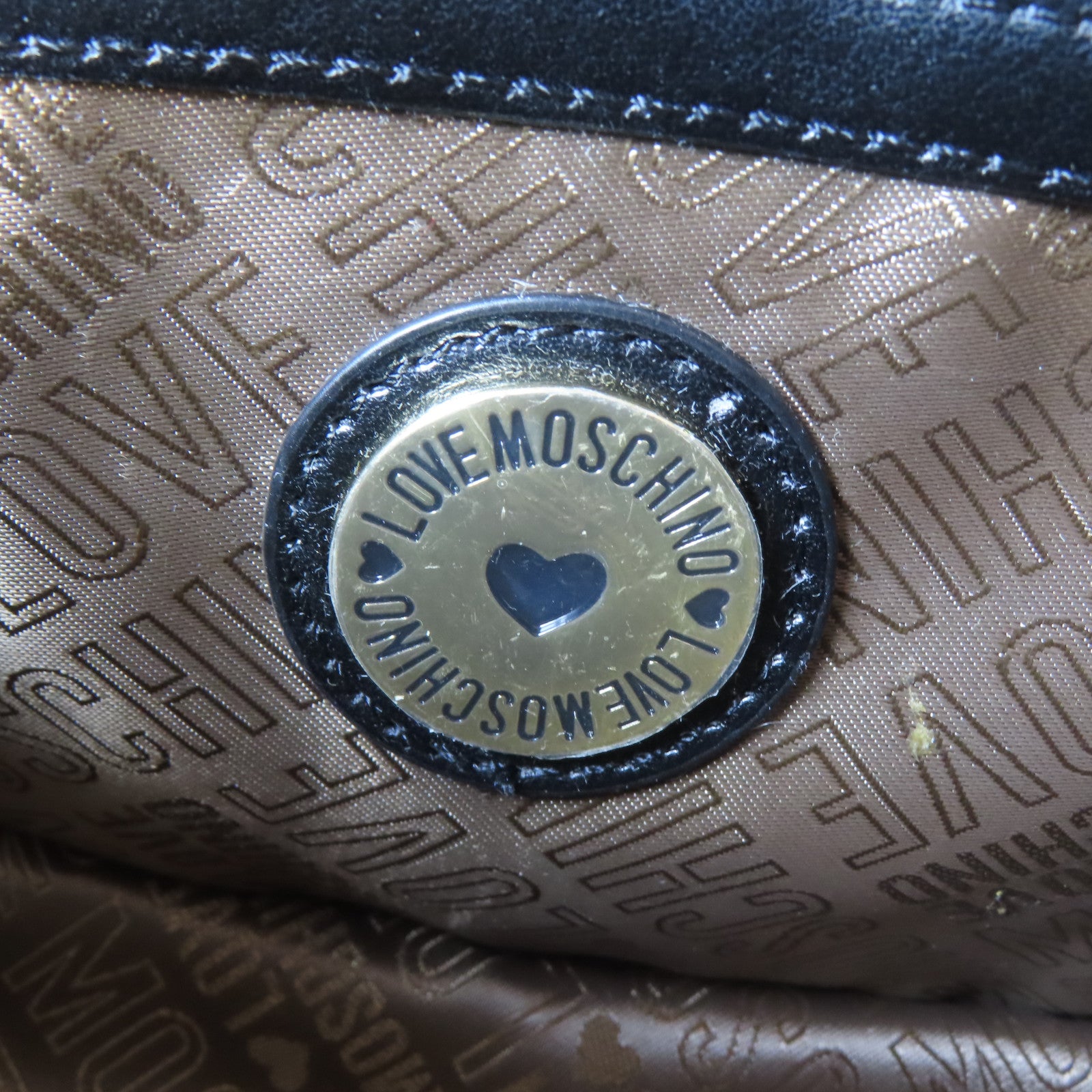 MOSCHINO 皮革Shoulder Bag金扣肩背袋藍色
