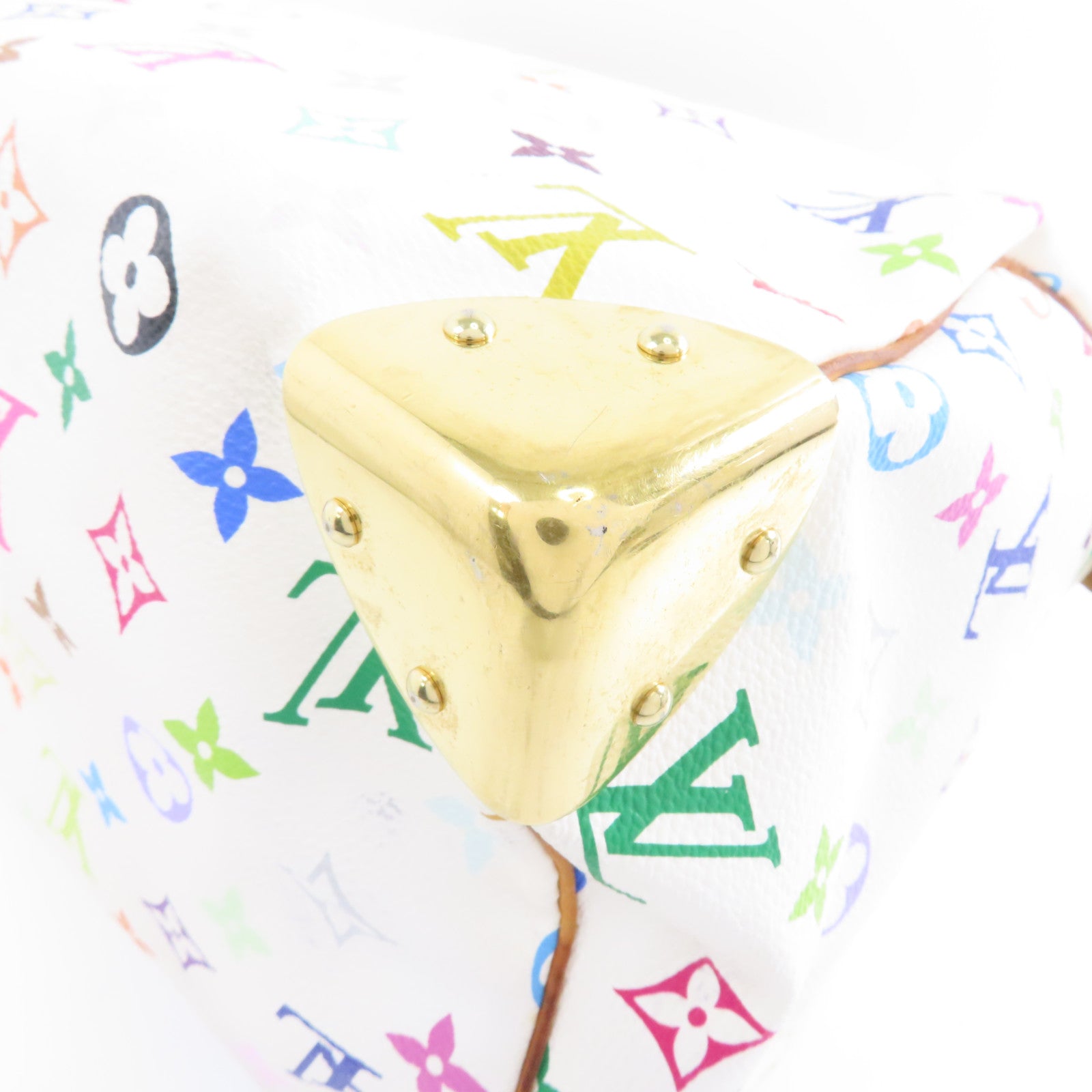LOUIS VUITTON Monogram Multicolore Speedy 30金扣手挽袋白色/彩色