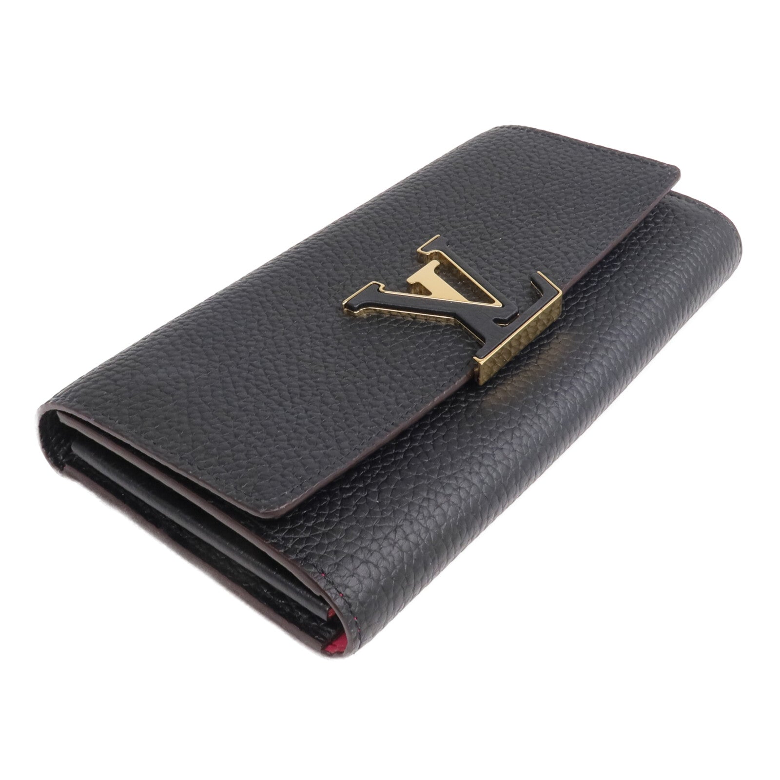 LOUIS VUITTON Taurillon Capucines Wallet金扣長錢包