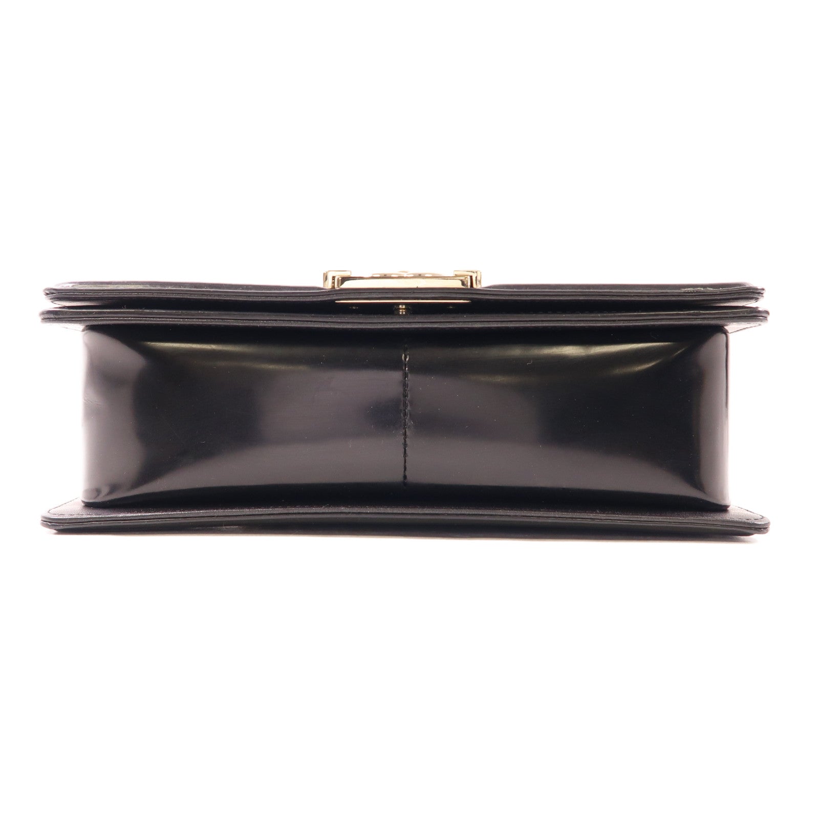 CHANEL CC GHW Boy 25 Chain Shoulder Bag 67086 Patent Leather Black