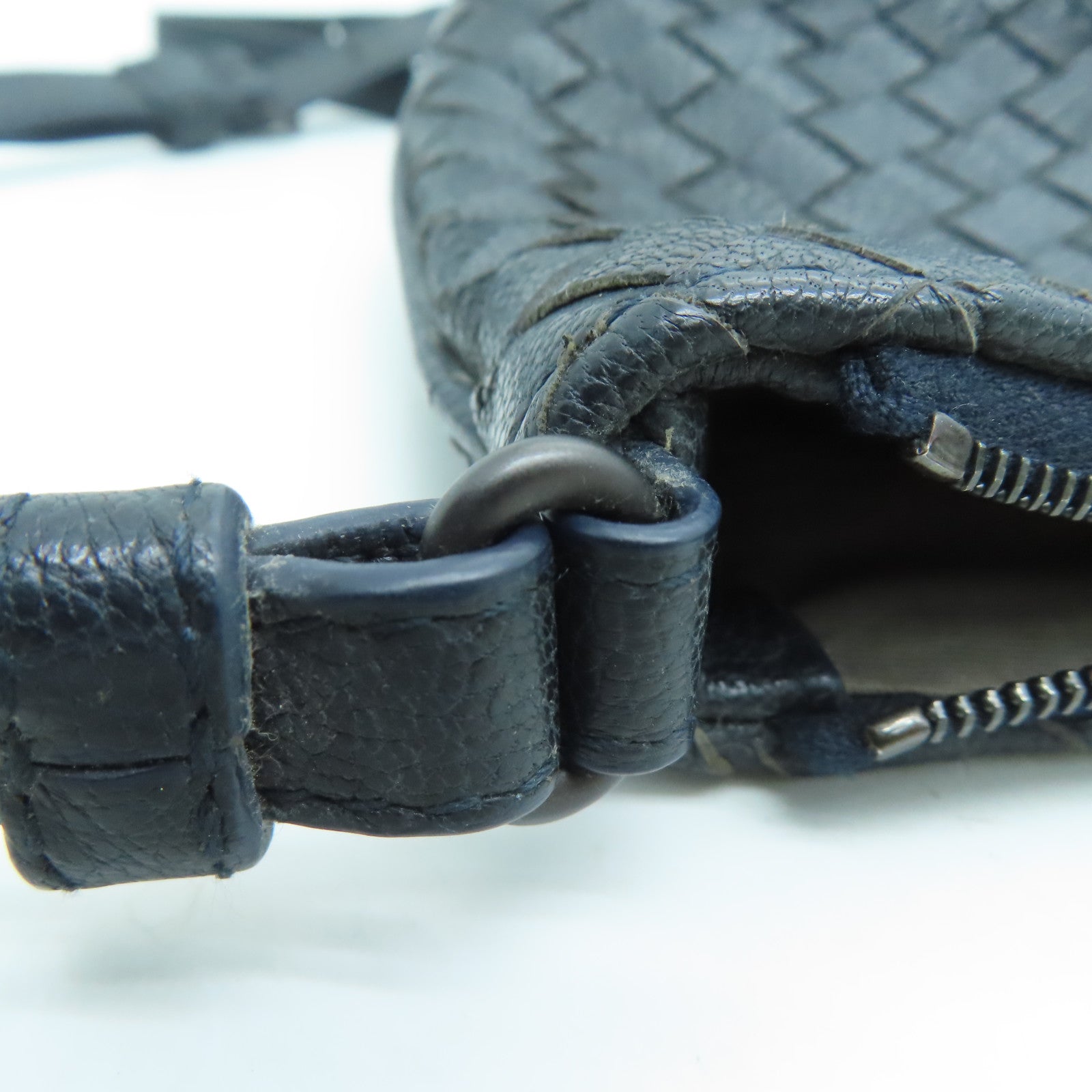 BOTTEGA VENETA 织纹皮革Shoulder Bag肩背袋蓝色