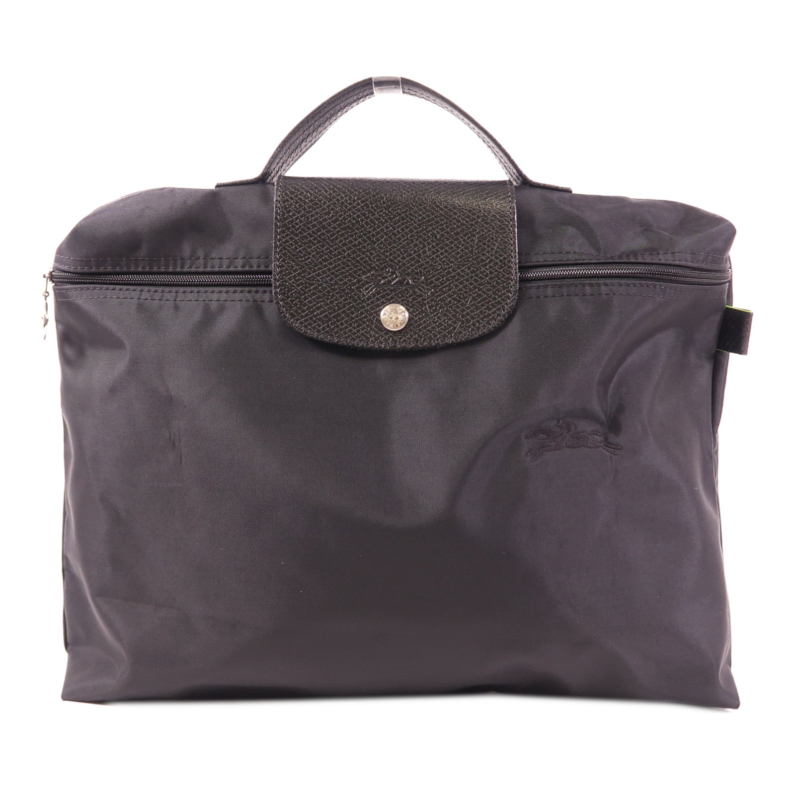 Longchamp SHW Hand Bag Nylon/Caflskin Leather Black