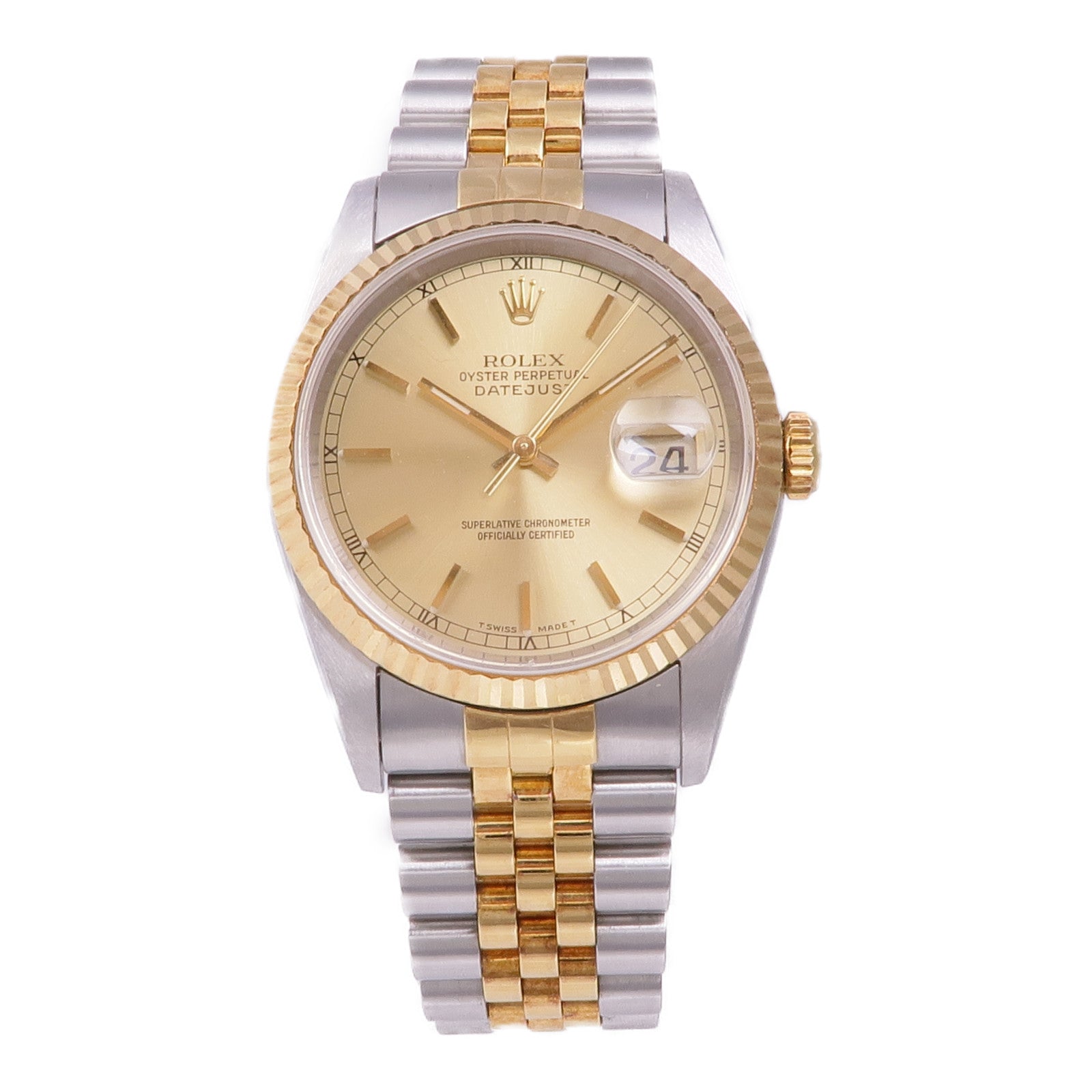 ROLEX Datejust Automatic Watch 18K Yellow Gold Stainless Steel Gold