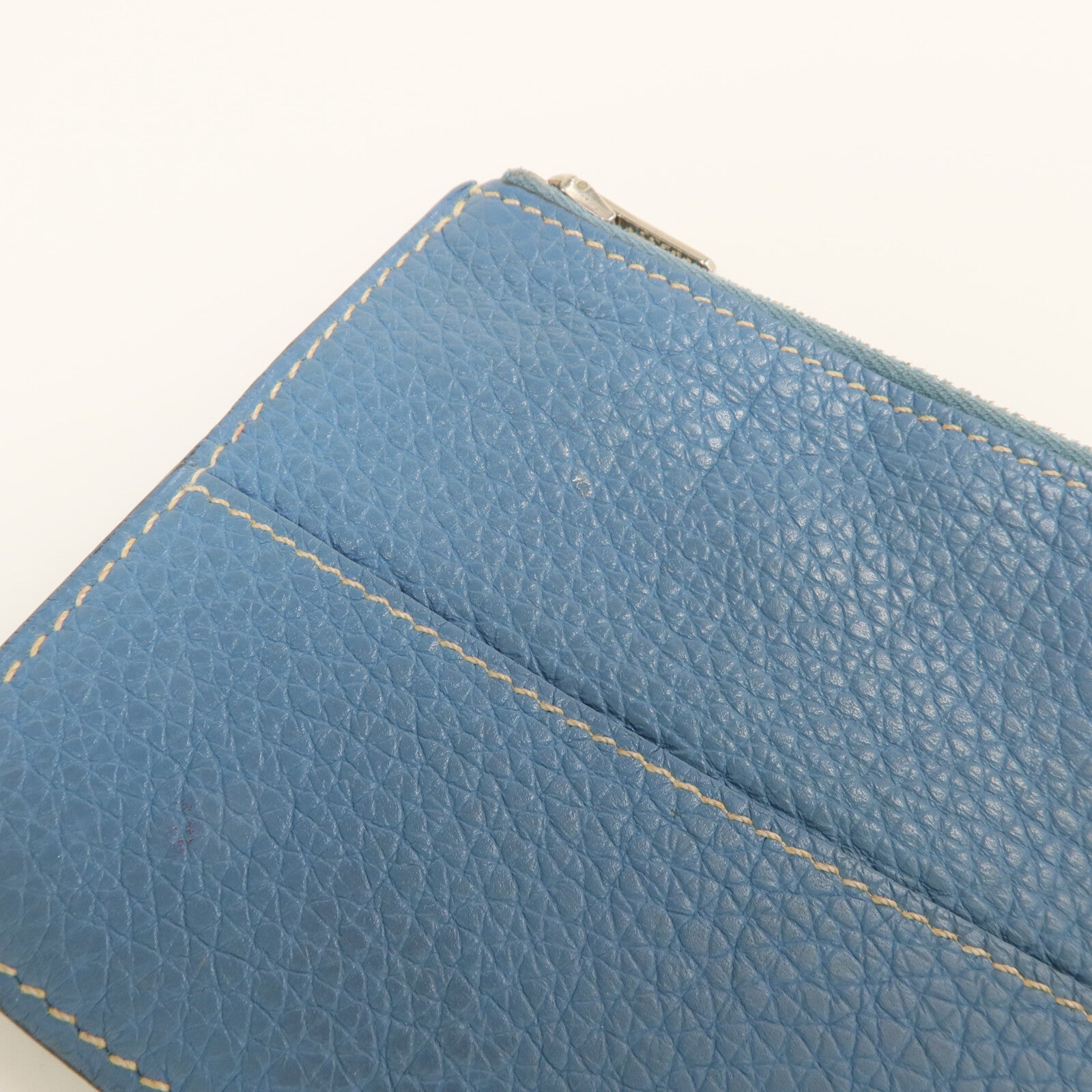 HERMES Togo皮革Dogon GM長錢包Bleu Jean
