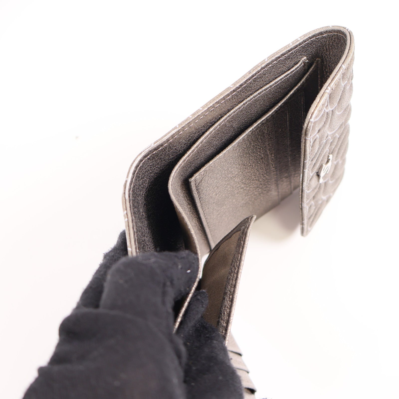 CHANEL 牛皮皮革Wallet銀扣錢包