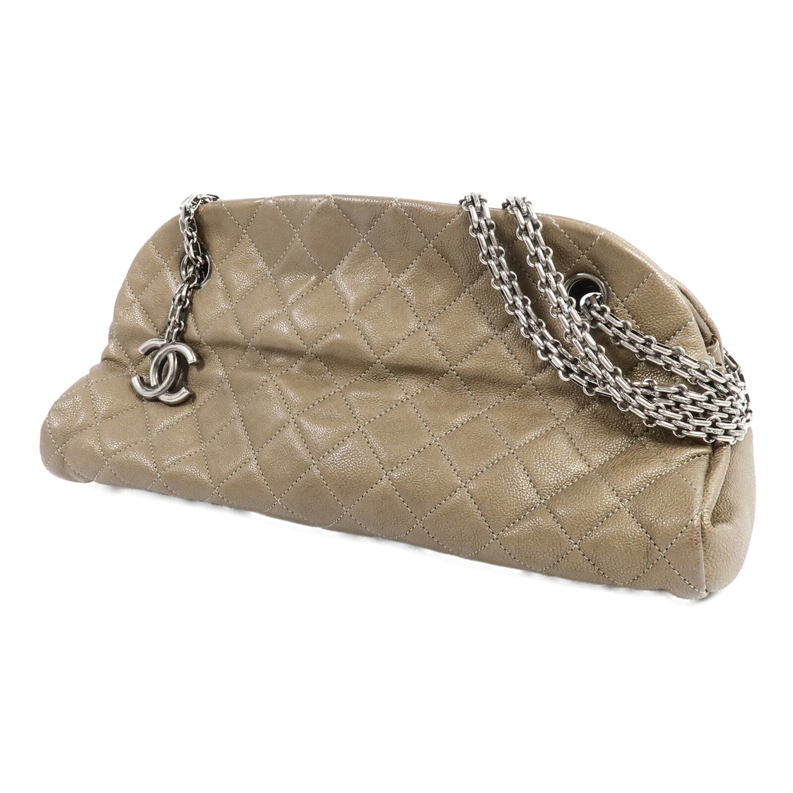 CHANEL 牛皮皮革Just Mademoiselle Bowling Bag鏈帶肩背袋