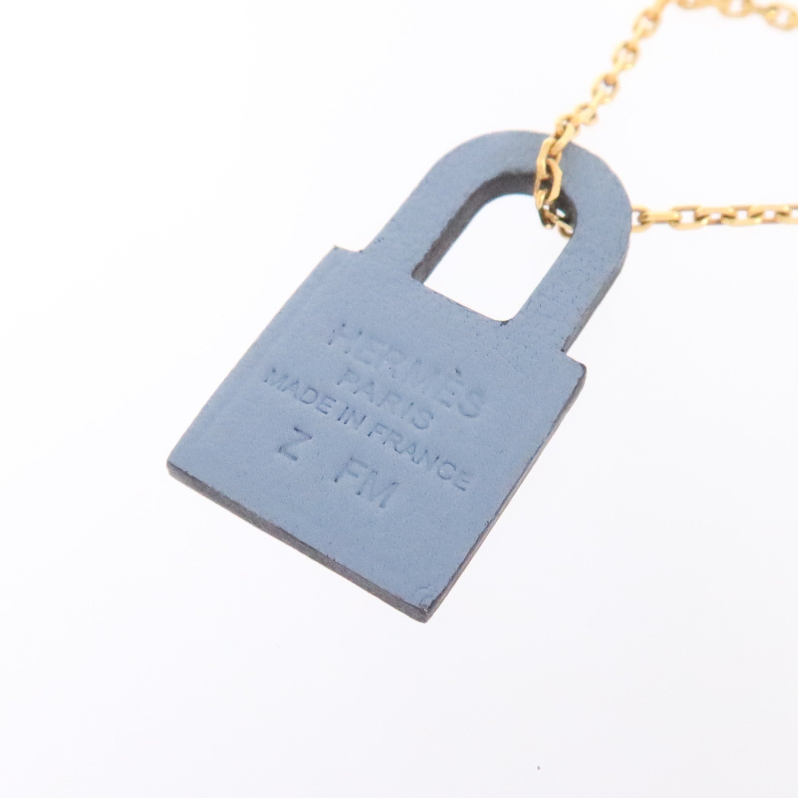 HERMES Swift皮革/金屬O' Kelly Necklace項鏈Bleu Glacier