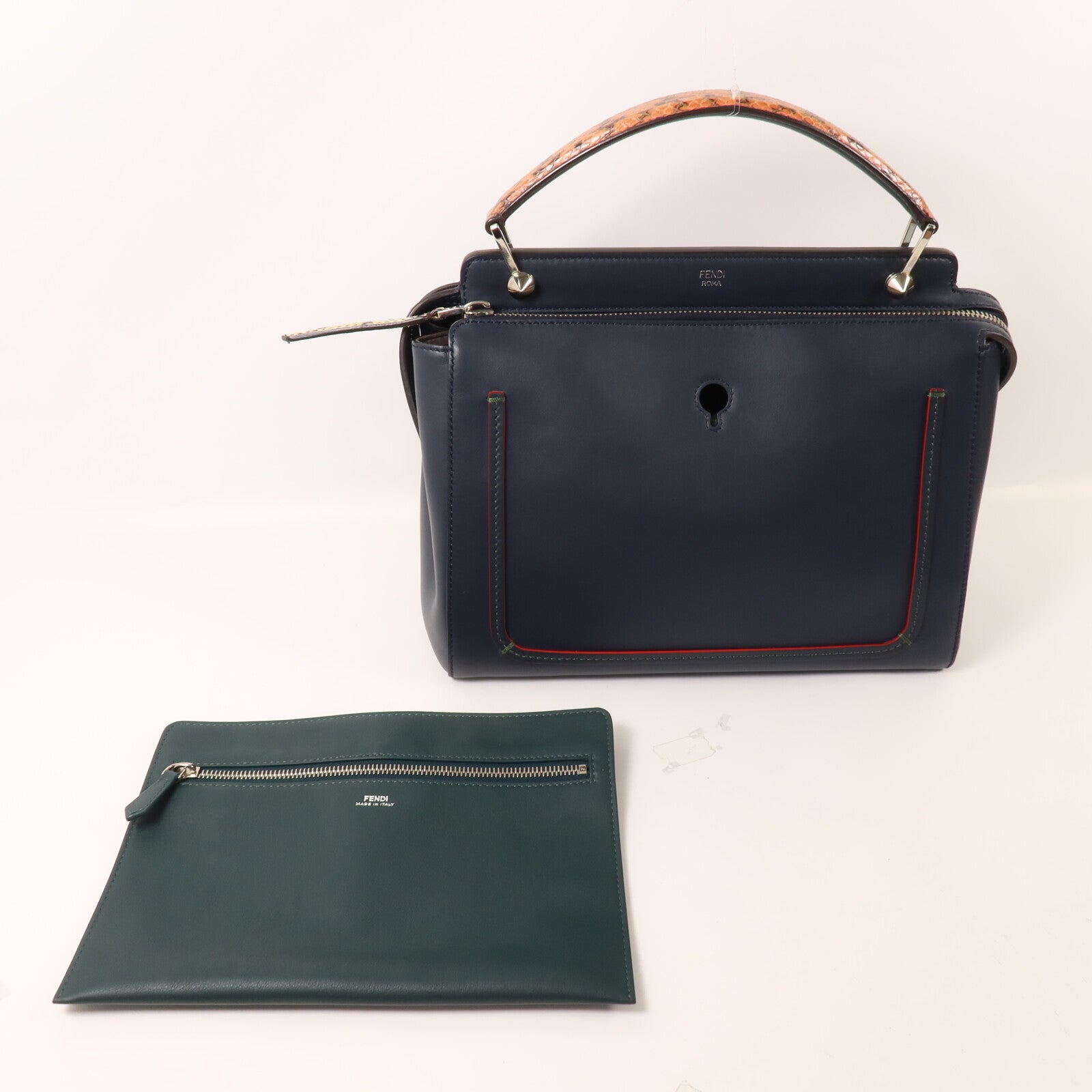 FENDI 牛皮皮革/蛇皮皮革Dotcom手挽袋