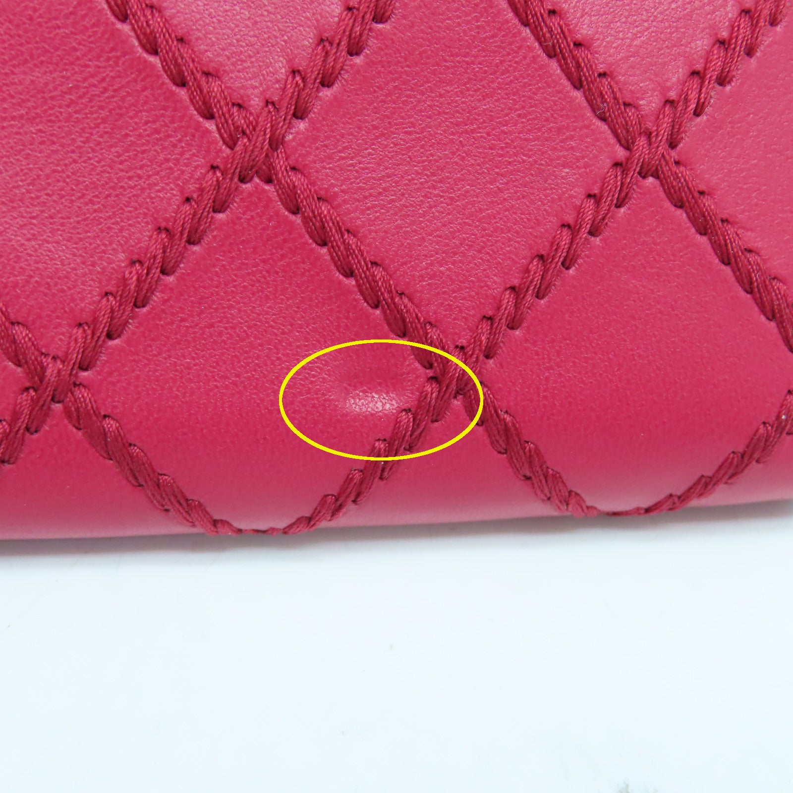CHANEL 菱格牛皮皮革Card Case銀扣卡片套紅色