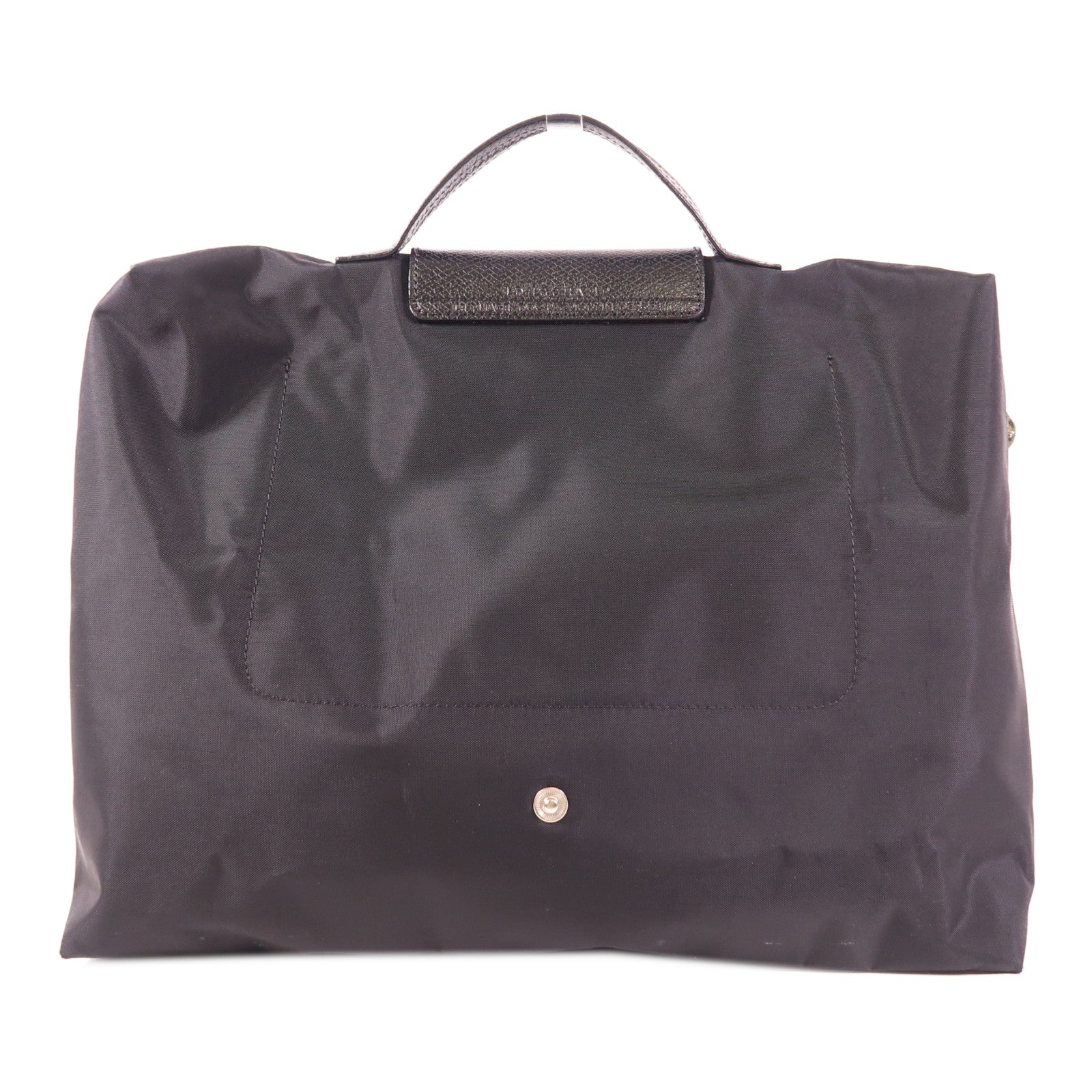 Longchamp SHW Hand Bag Nylon/Caflskin Leather Black